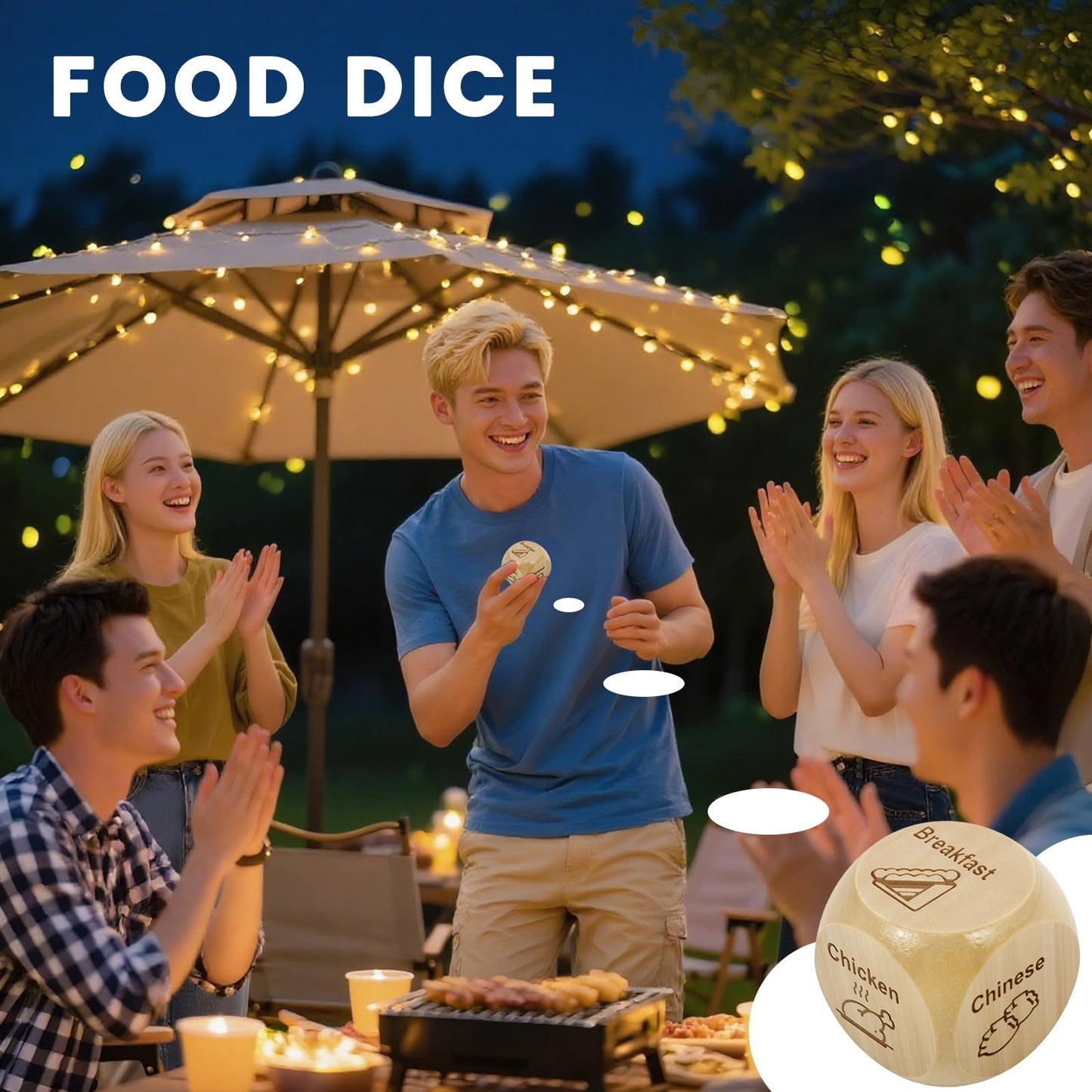 Bilywey 2 Pcs Wood Dice for Food Decision Games – Date Night Dice for Couples