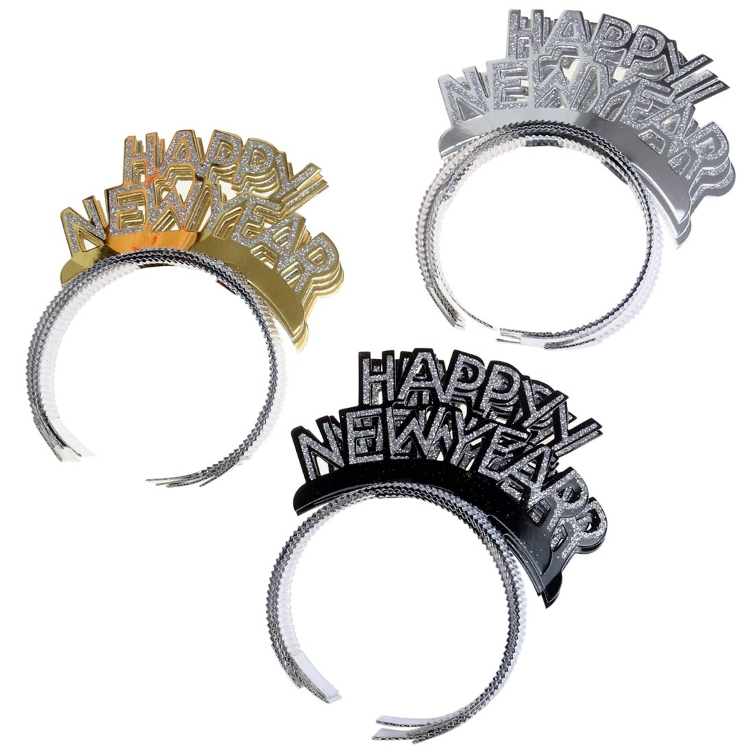 BinaryABC Happy New Year Headband Tiara - 12 Pack New Year’s Eve Party Favors