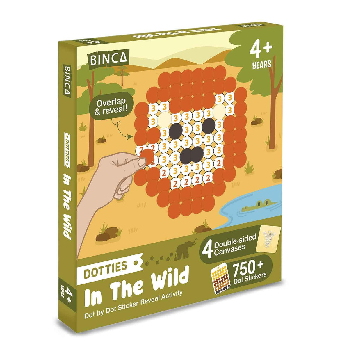 BINCA Dotties Dot Art Activity Kit | 750+ Stickers, Mess-Free Wild Animals