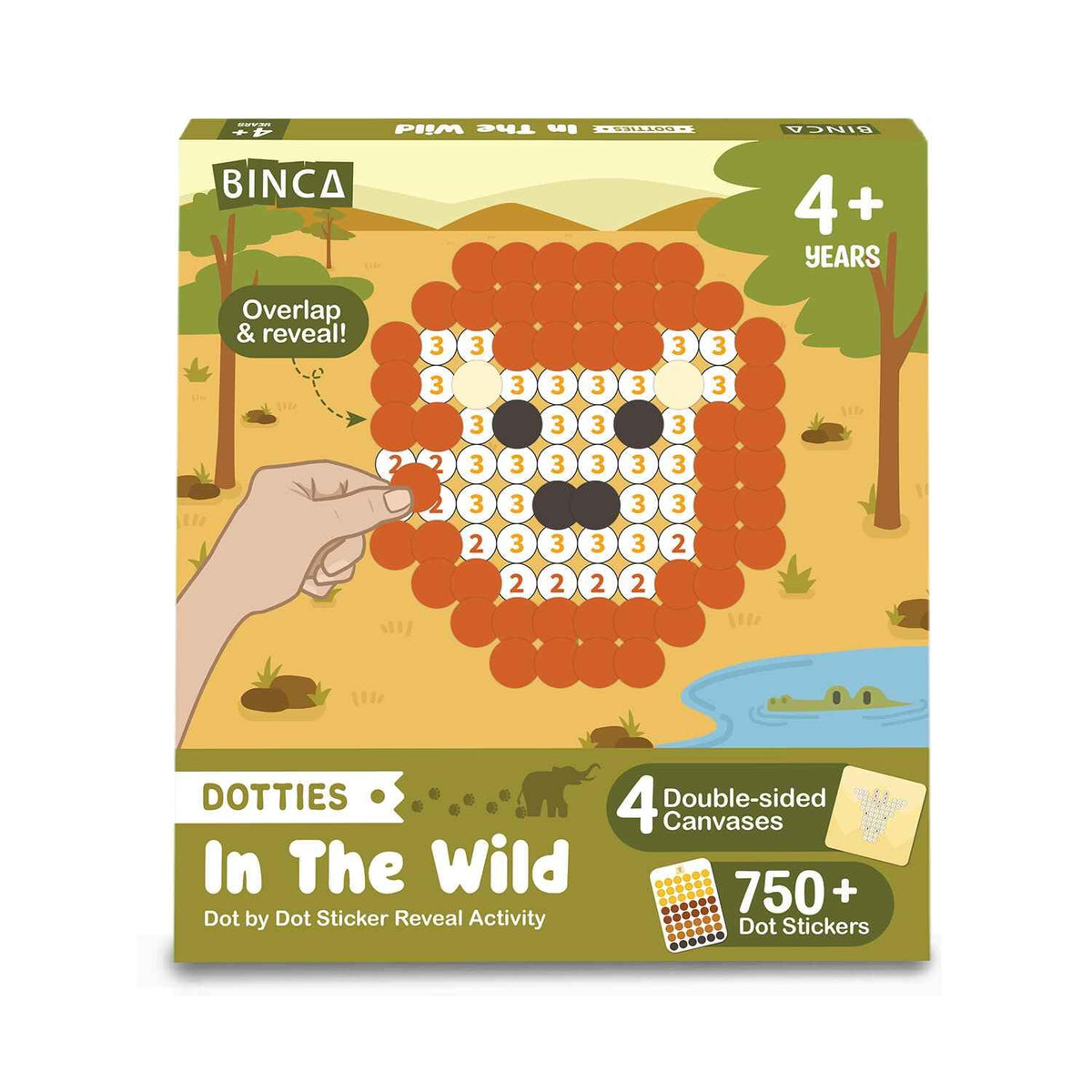 BINCA Dotties Dot Art Activity Kit | 750+ Stickers, Mess-Free Wild Animals