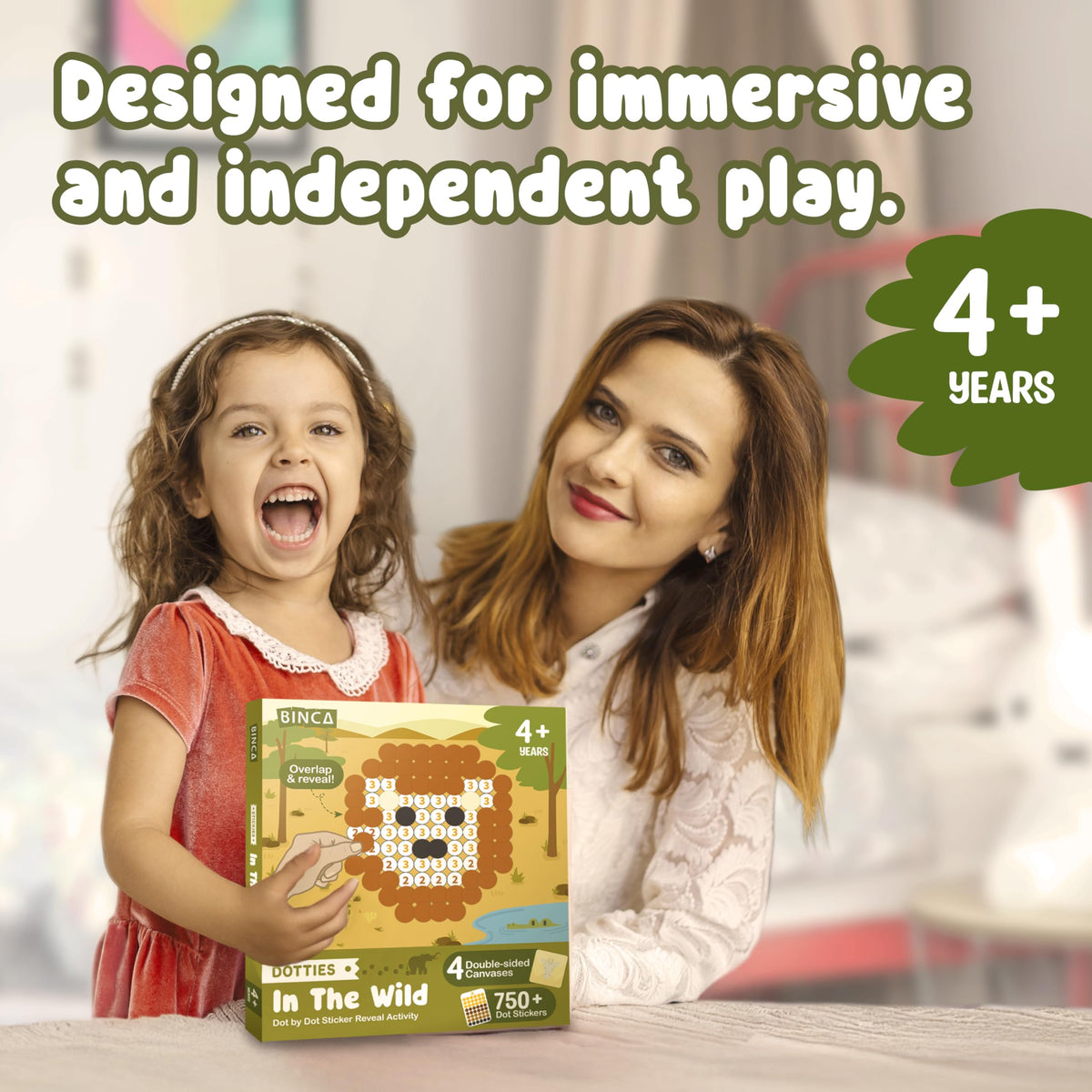 BINCA Dotties Dot Art Activity Kit | 750+ Stickers, Mess-Free Wild Animals