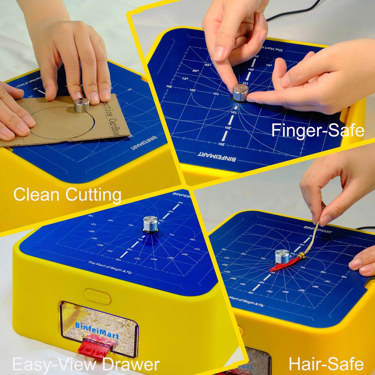 BinfeiMart Kid-Safe Cardboard Cutting Toy for Ages 4+ | LED Dust Drawer & STEM Tool