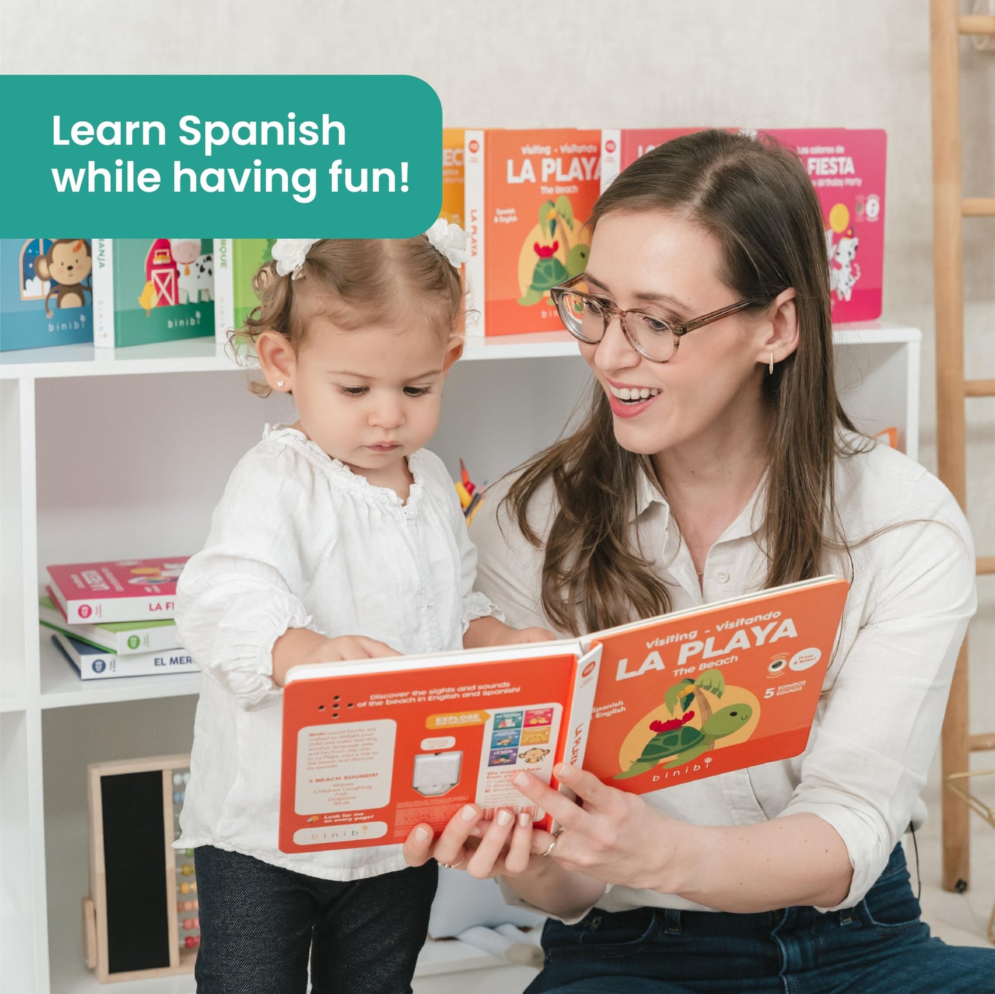Binibi Beach Interactive Bilingual Sound Book for Babies & Toddlers (Spanish & English)
