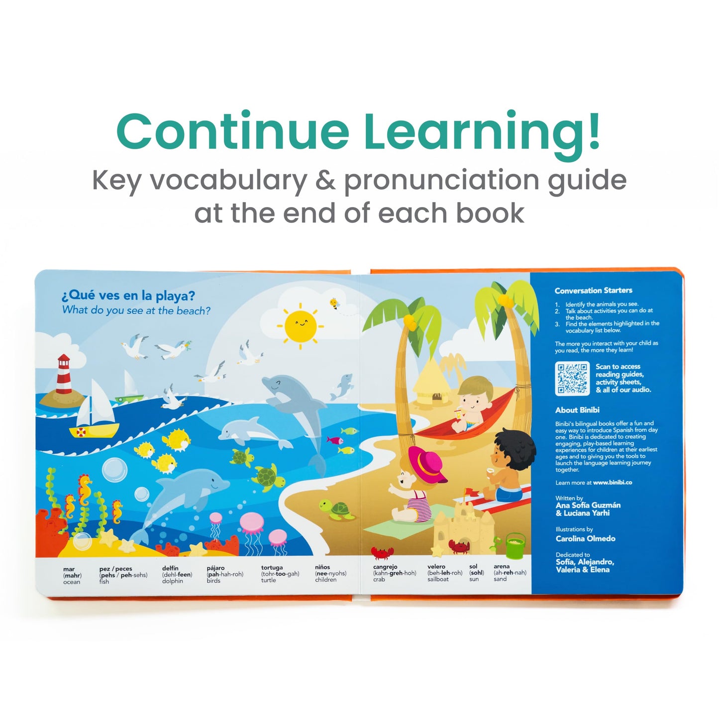 Binibi Beach Interactive Bilingual Sound Book for Babies & Toddlers (Spanish & English)