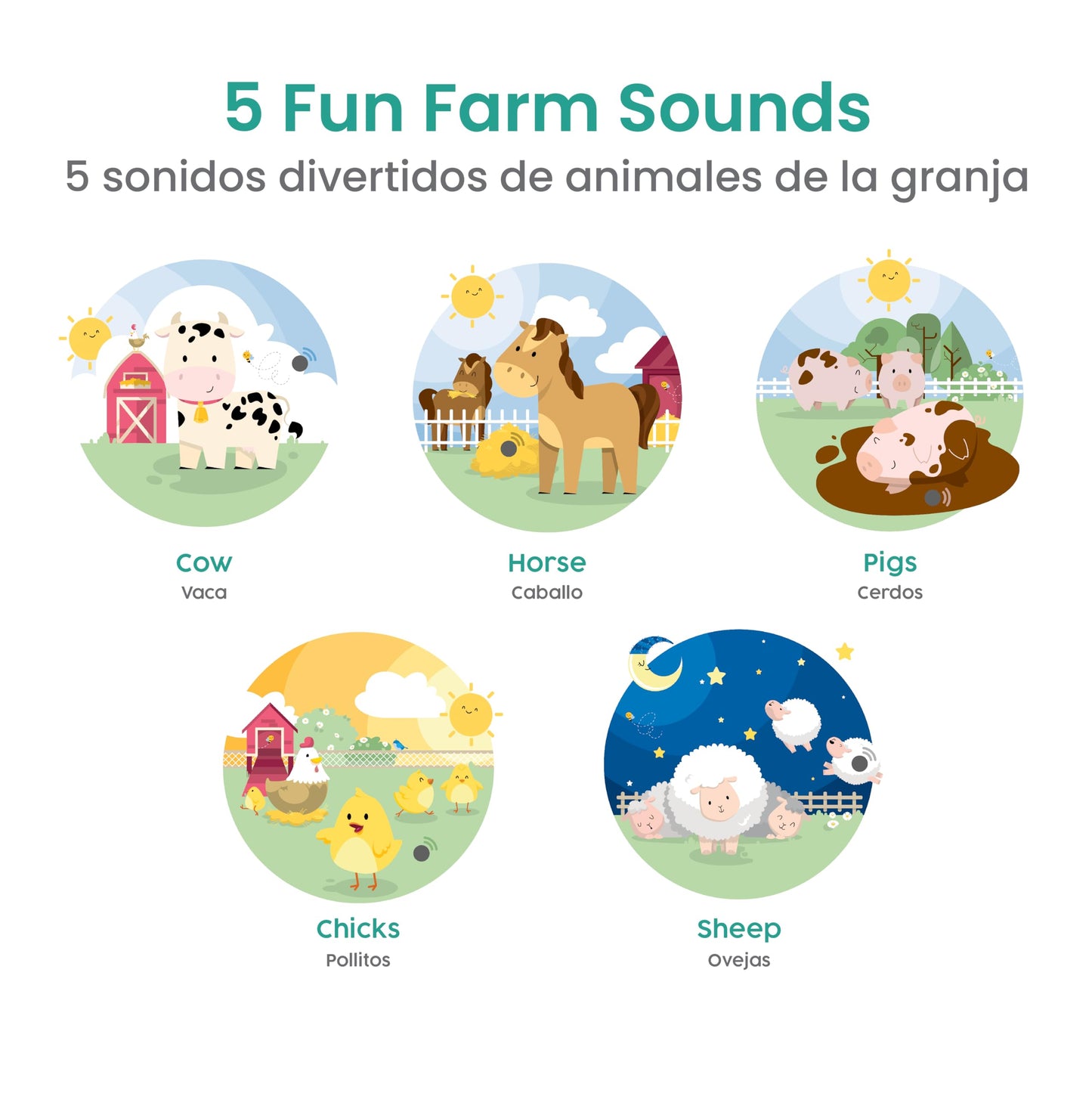 Binibi La Granja Bilingual Sound Book – Interactive Spanish & English for Babies Ages 1-5
