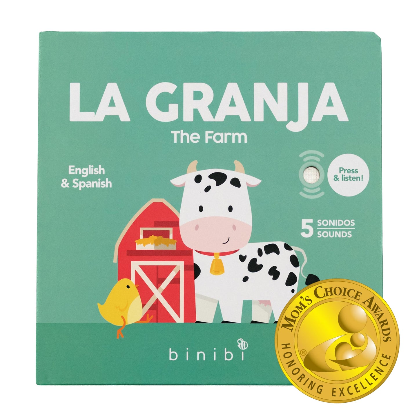 Binibi La Granja Bilingual Sound Book – Interactive Spanish & English for Babies Ages 1-5