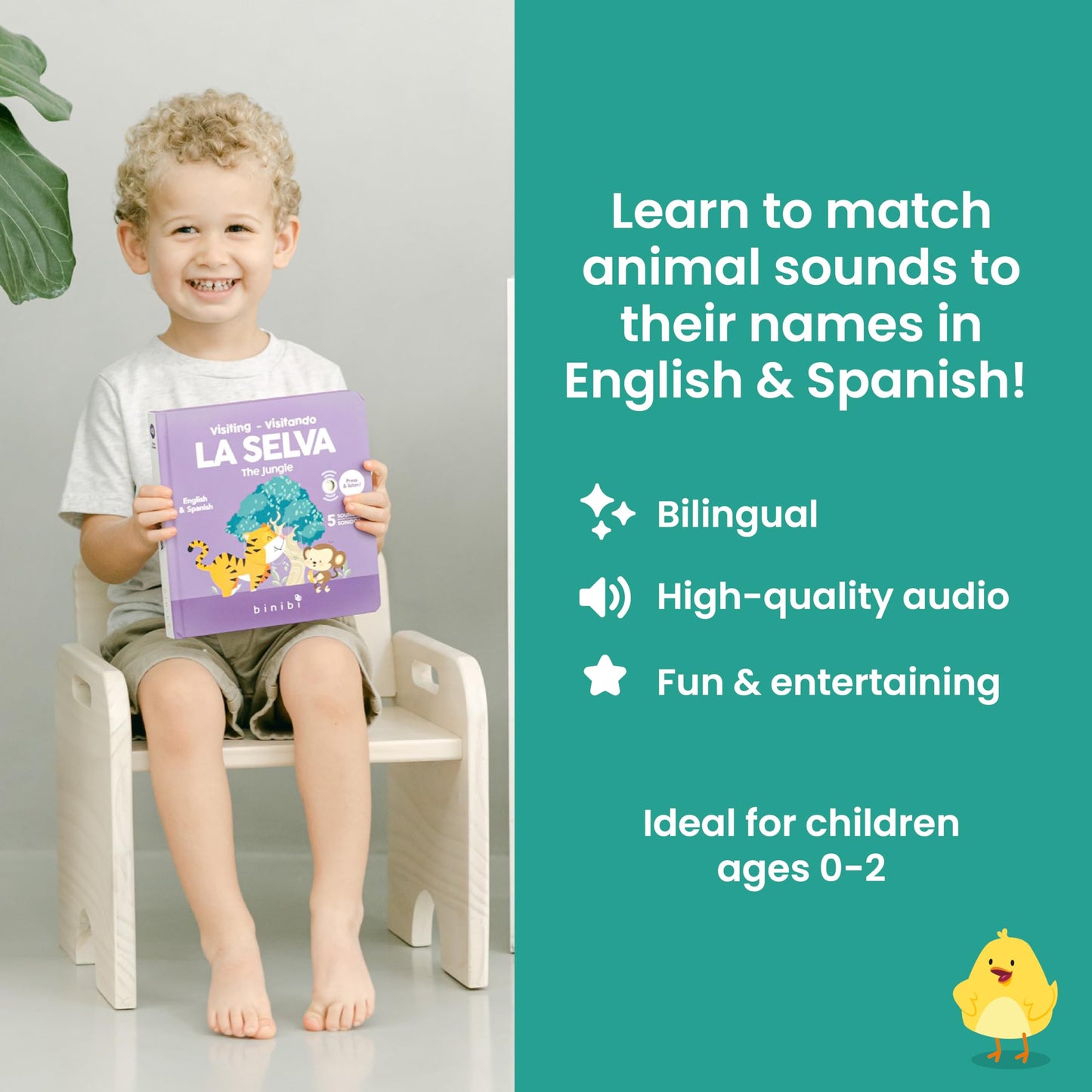 Binibi La Selva Bilingual Sound Book: English-Spanish Jungle Animals for Babies & Toddlers (Ages 1-3)