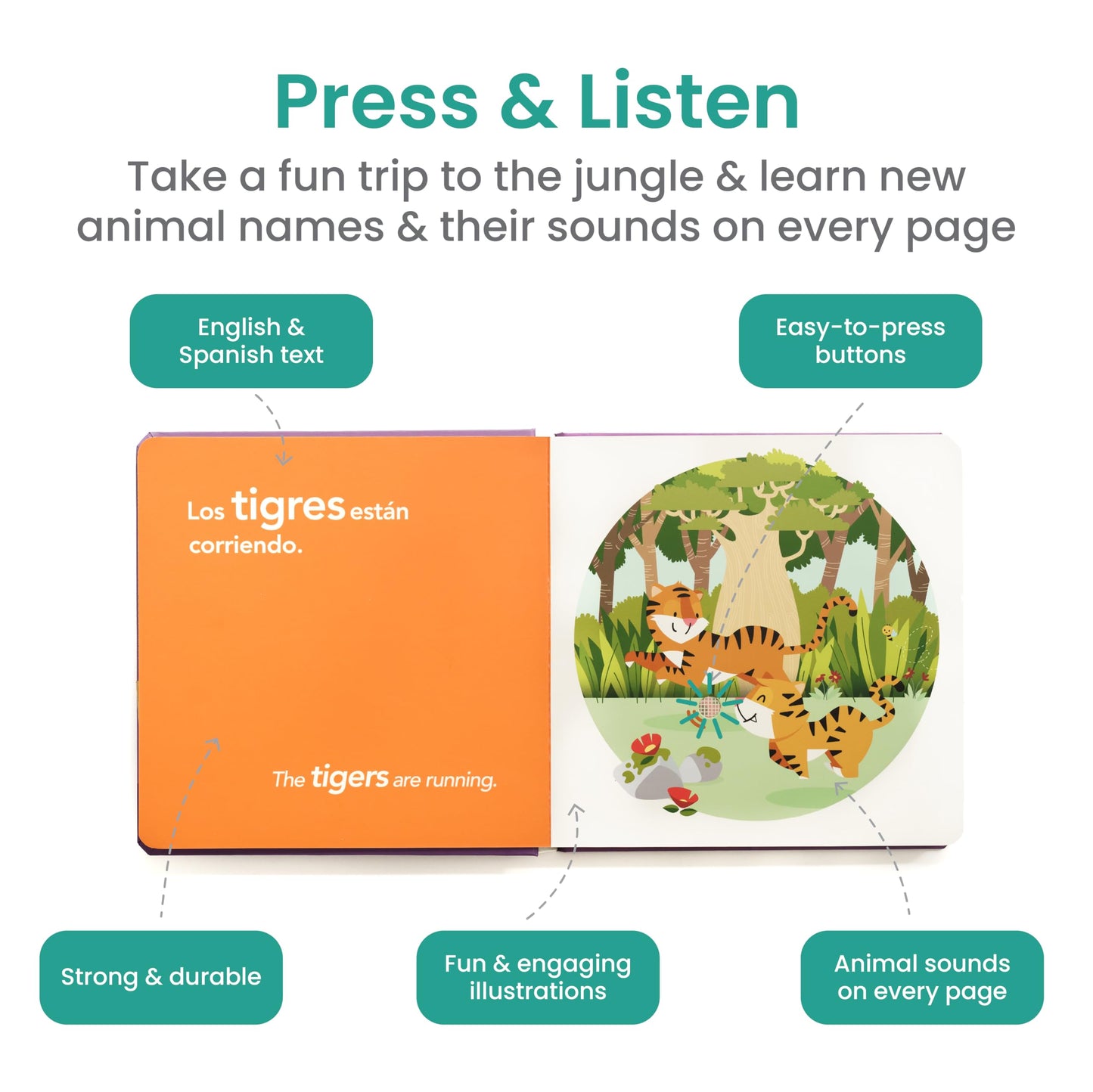 Binibi La Selva Bilingual Sound Book: English-Spanish Jungle Animals for Babies & Toddlers (Ages 1-3)