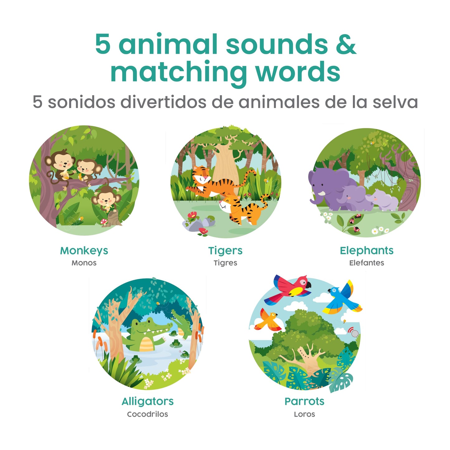 Binibi La Selva Bilingual Sound Book: English-Spanish Jungle Animals for Babies & Toddlers (Ages 1-3)