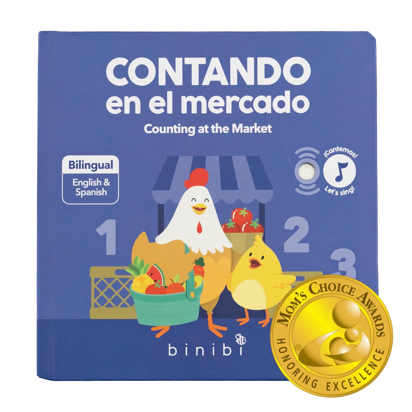 Binibi Spanish Musical Book – Counting at The Market | Bilingual Book for Babies & Toddlers