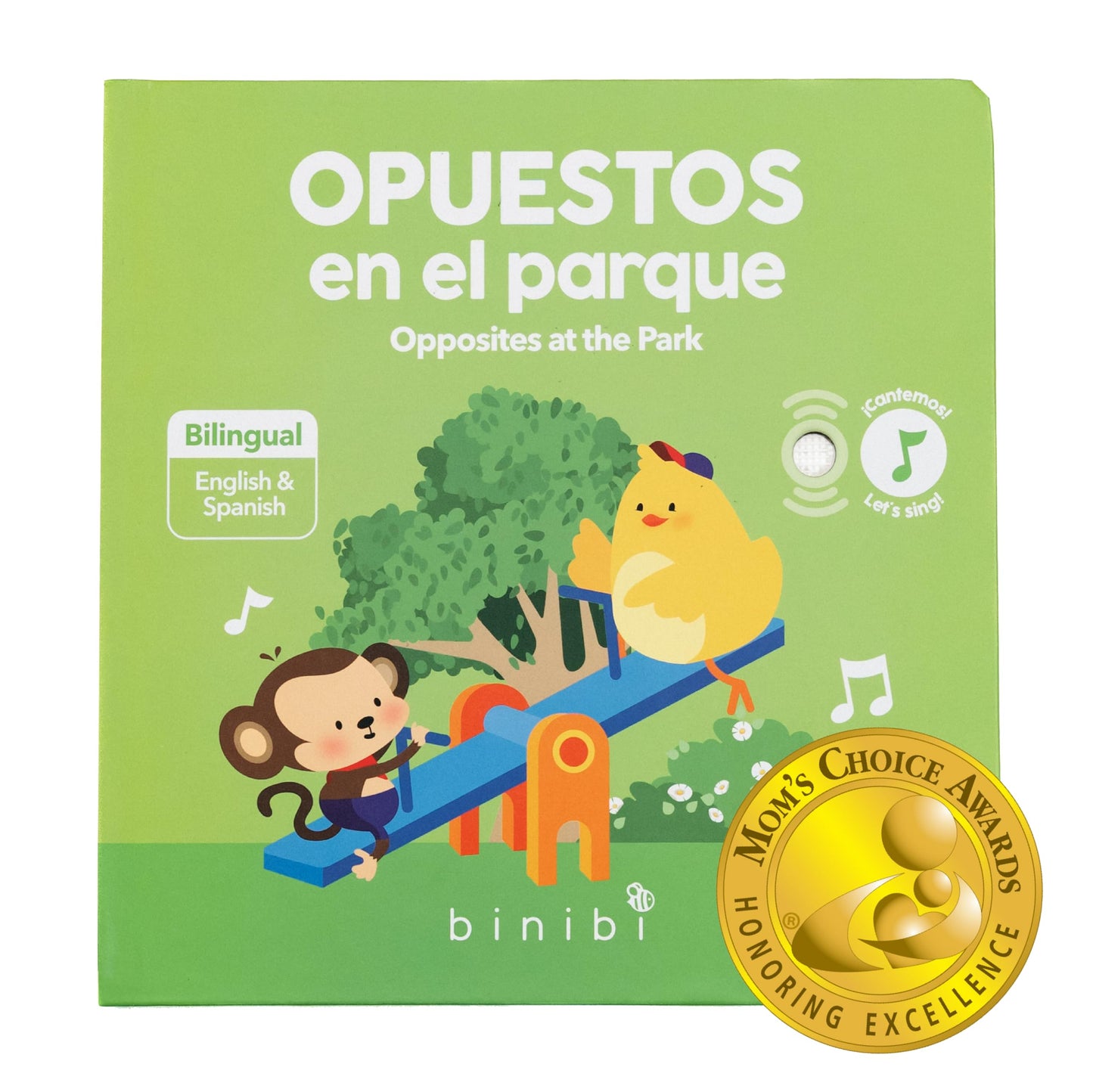 Binibi Spanish Musical Book for Babies & Toddlers 1-3 | Opposites in the Park | Bilingual Sound Book