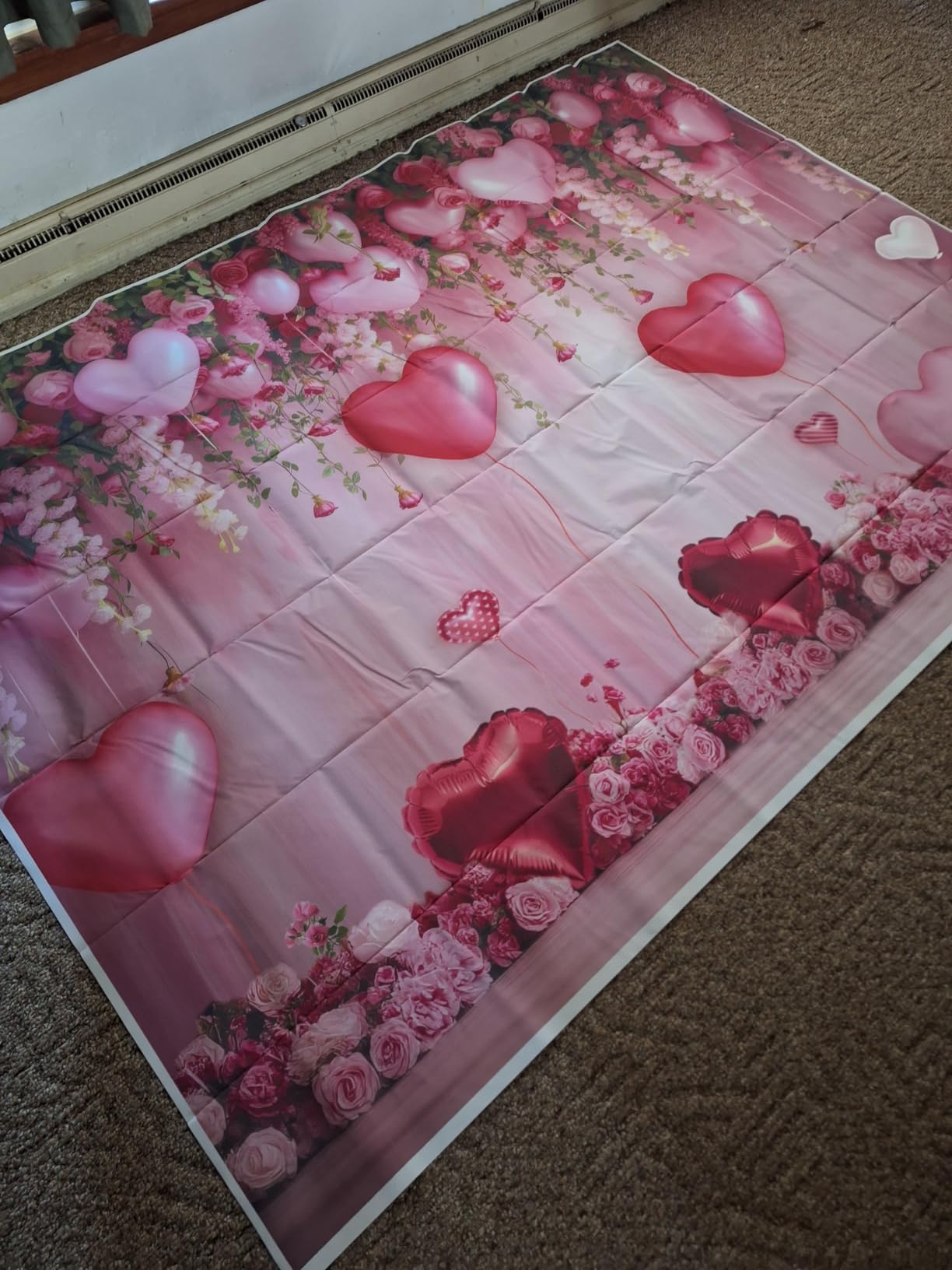 BINQOO Sweet Valentines Day Backdrop – Pink Heart Photo Background, 8x6FT Vinyl