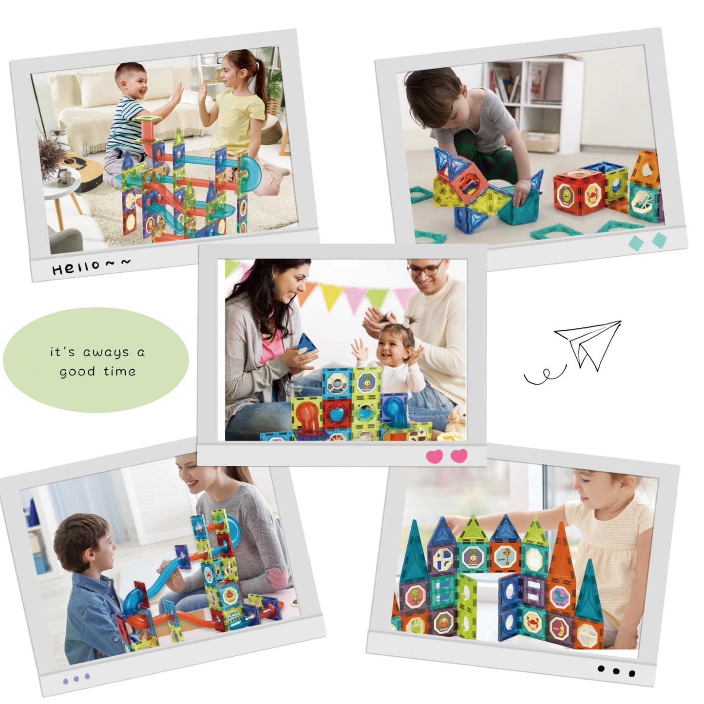 BINZKBB Magnetic Tiles: 144-Piece Marble Run LED STEM Set for Kids 5–12