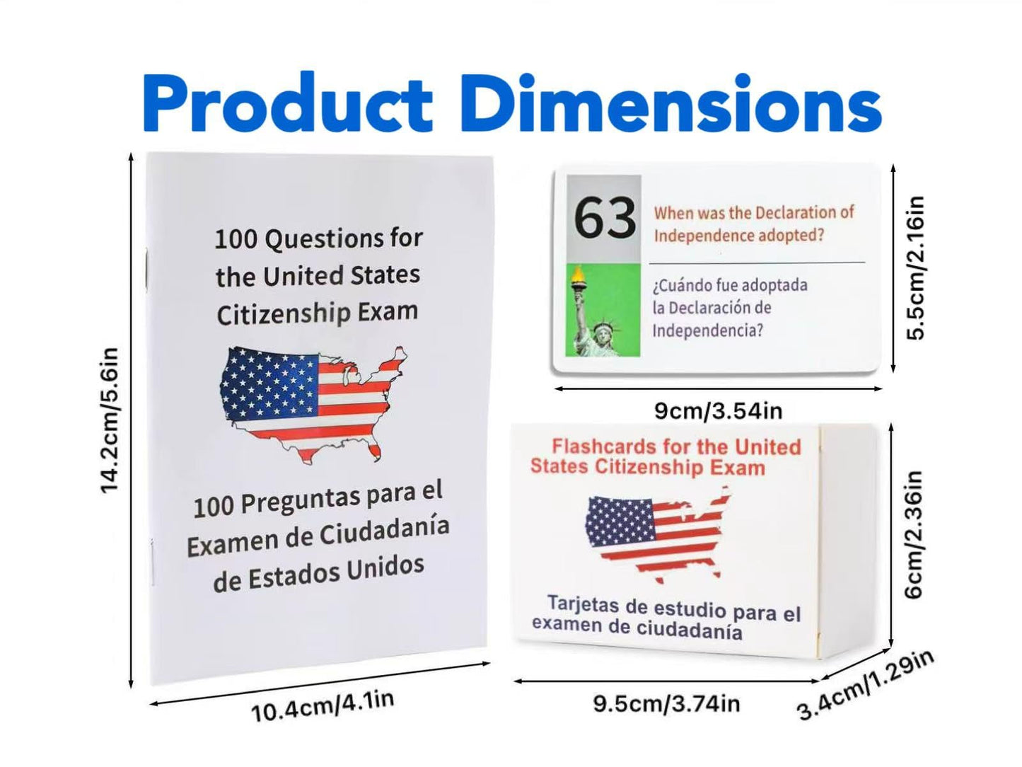 Biodison & Lee US Citizenship Flash Cards 2025 – Bilingual English & Spanish Civics Study Set (100 Questions)
