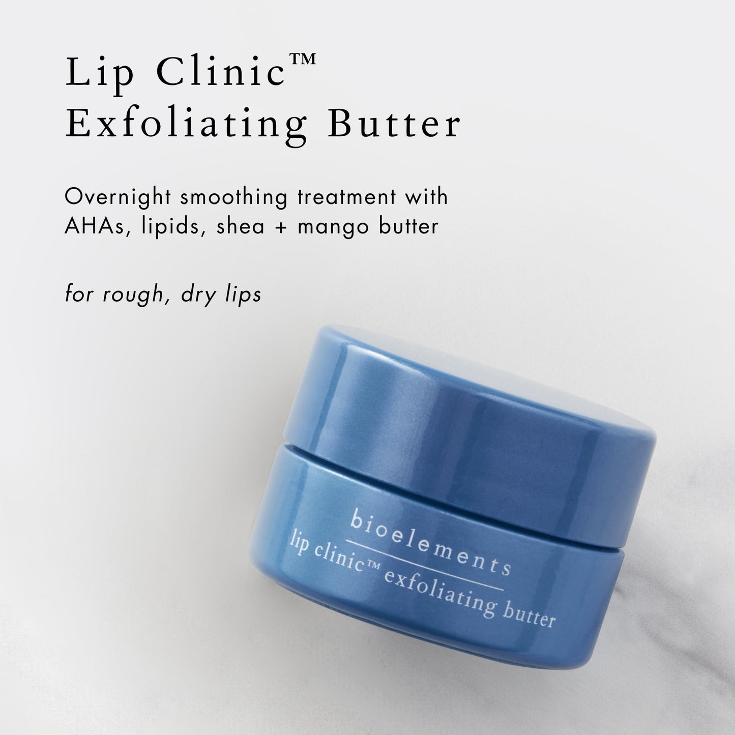 Bioelements Lip Clinic Exfoliating Butter – Overnight Lip Smoothing Treatment (AHAs, Shea & Mango) – Vegan & Gluten Free
