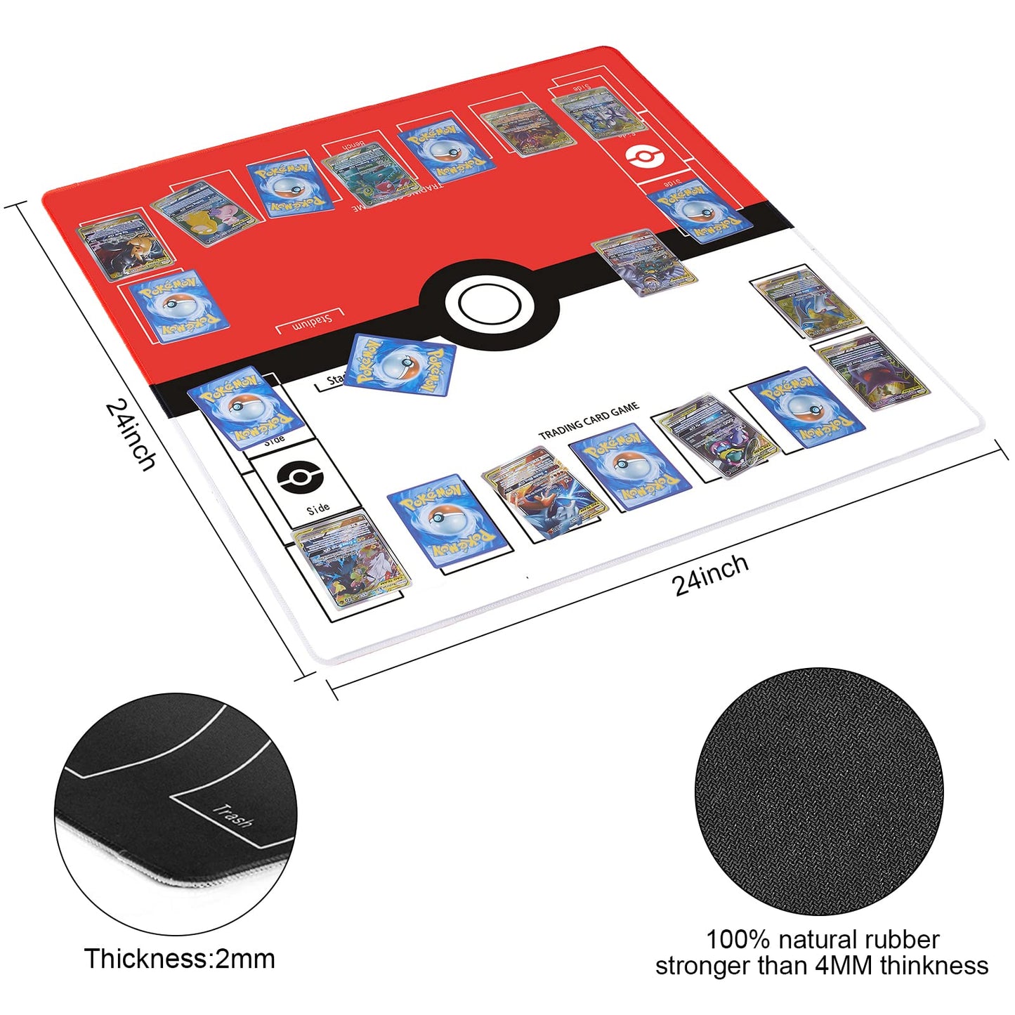 Biouai Playmat for Card Gameplay – Two-Player Battle Mat with Tube Case (Red)