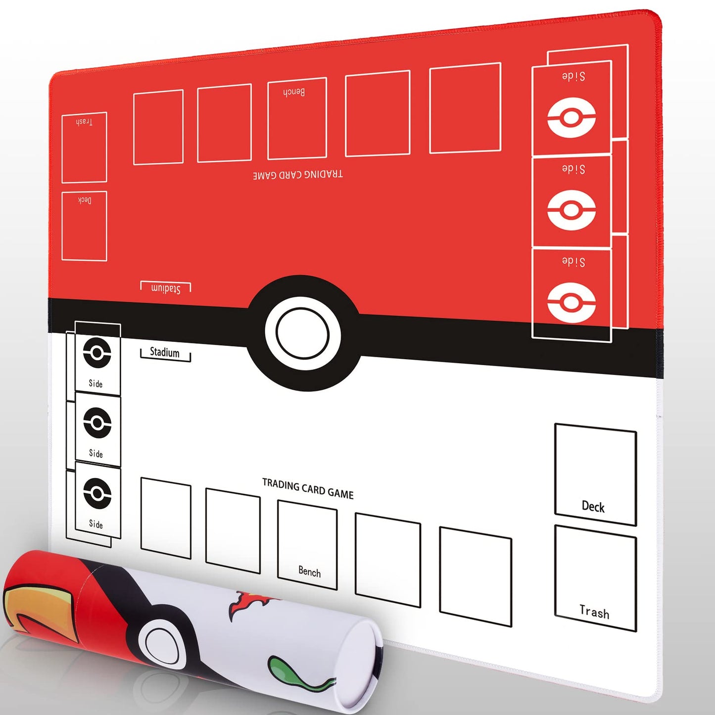 Biouai Playmat for Card Gameplay – Two-Player Battle Mat with Tube Case (Red)