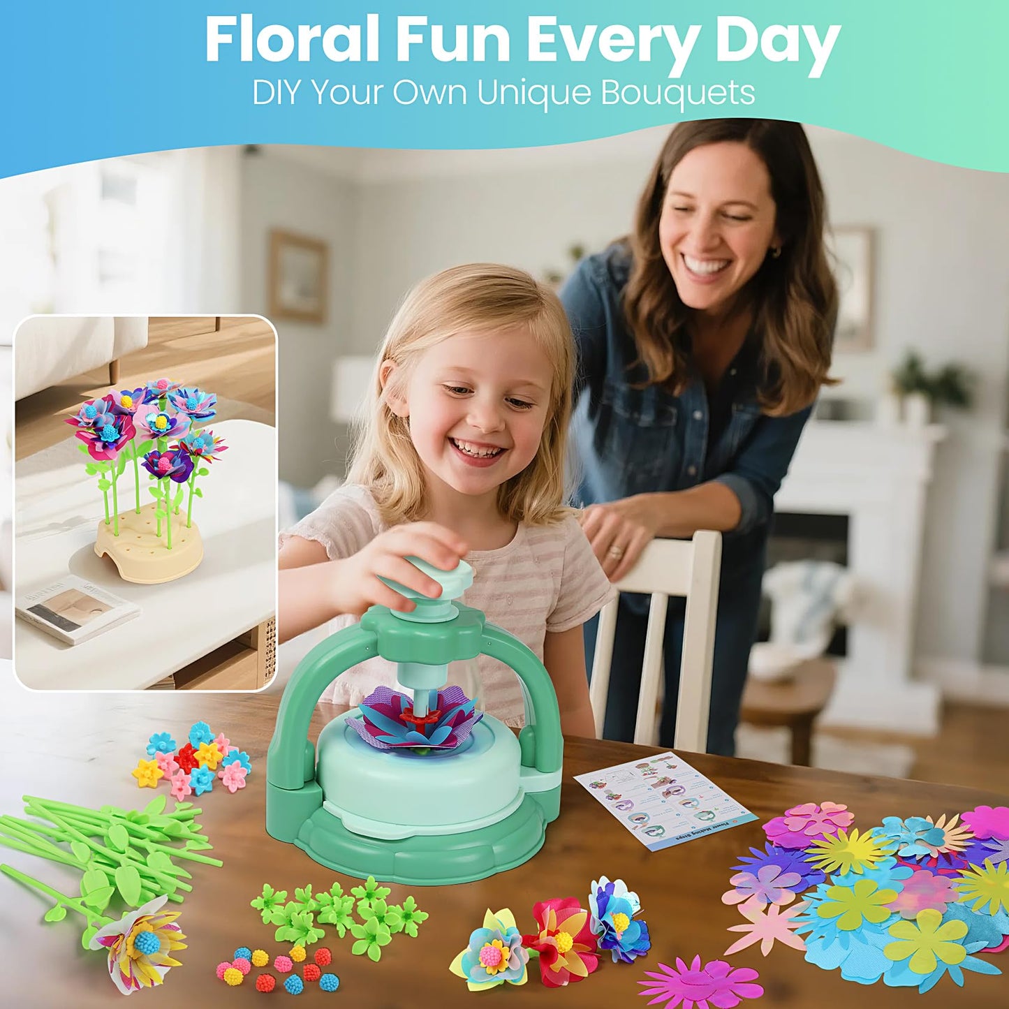 BIRANCO DIY Flower Bouquet Maker Kit for Kids – Creative Arts & Crafts (Ages 4-8)
