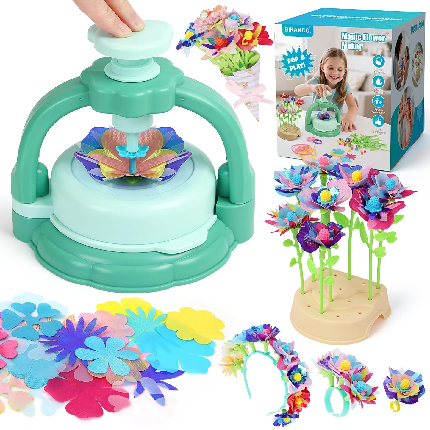 BIRANCO DIY Flower Bouquet Maker Kit for Kids – Creative Arts & Crafts (Ages 4-8)