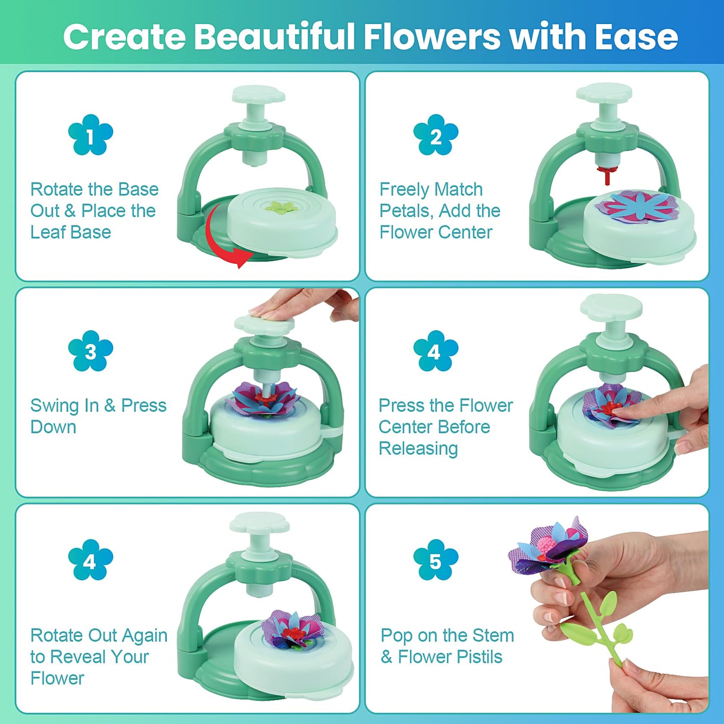 BIRANCO DIY Flower Bouquet Maker Kit for Kids – Creative Arts & Crafts (Ages 4-8)