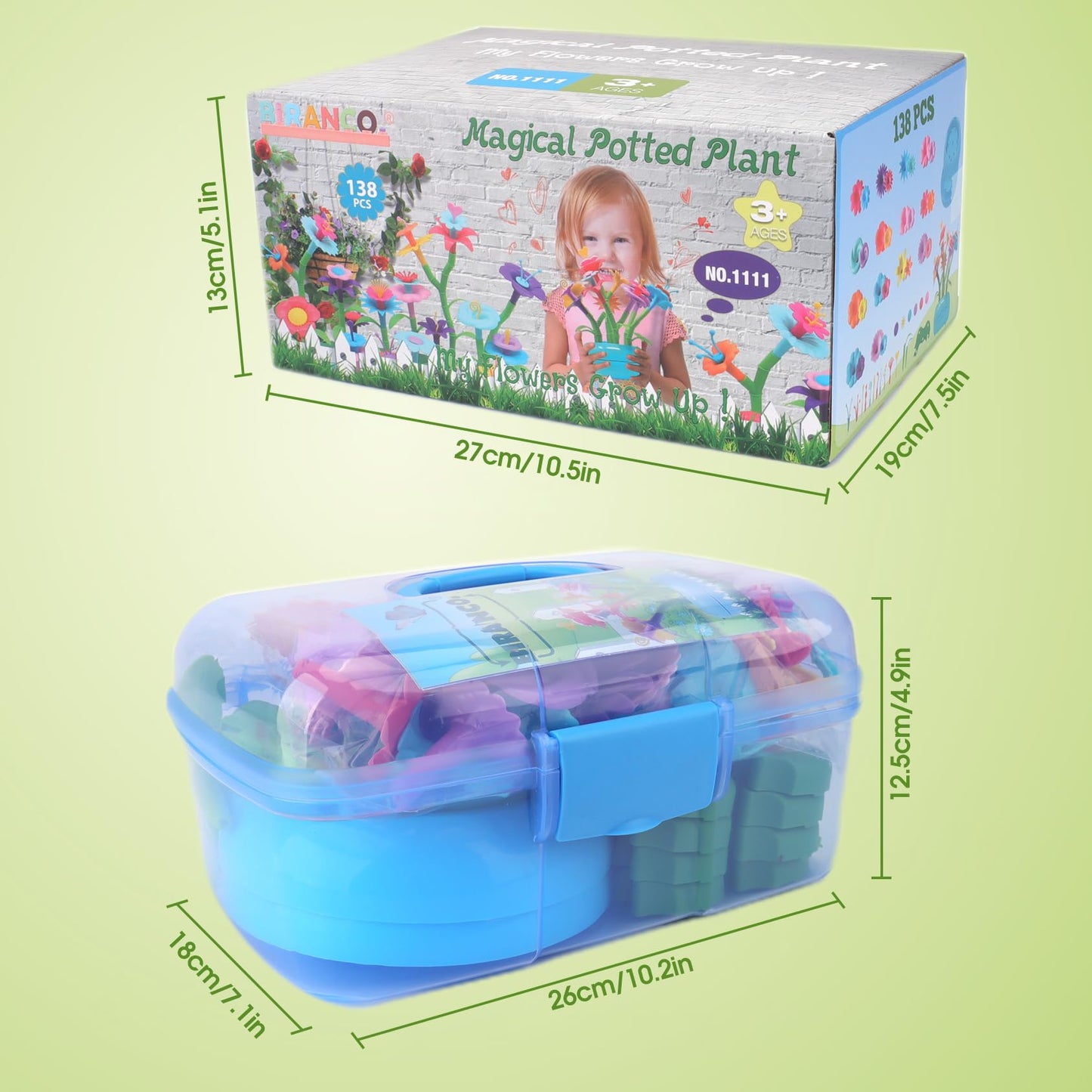 BIRANCO Flower Garden Building Set - 138 PCS STEM Toy for Toddlers Aged 3-6