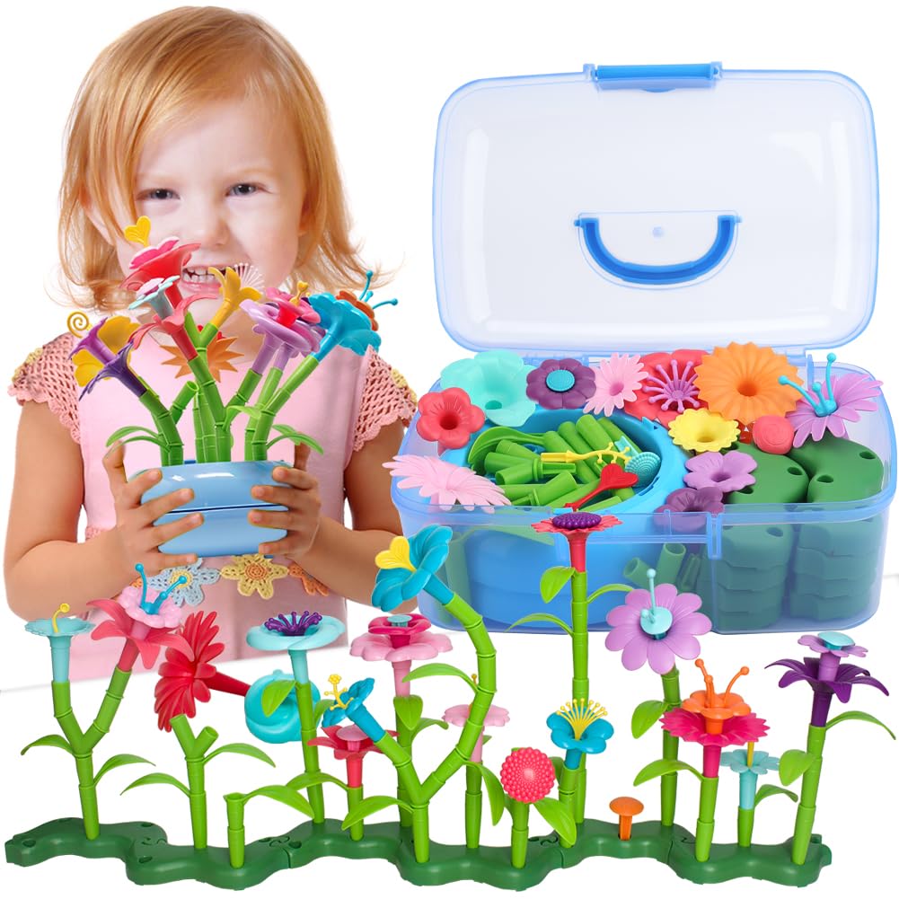 BIRANCO Flower Garden Building Set - 138 PCS STEM Toy for Toddlers Aged 3-6
