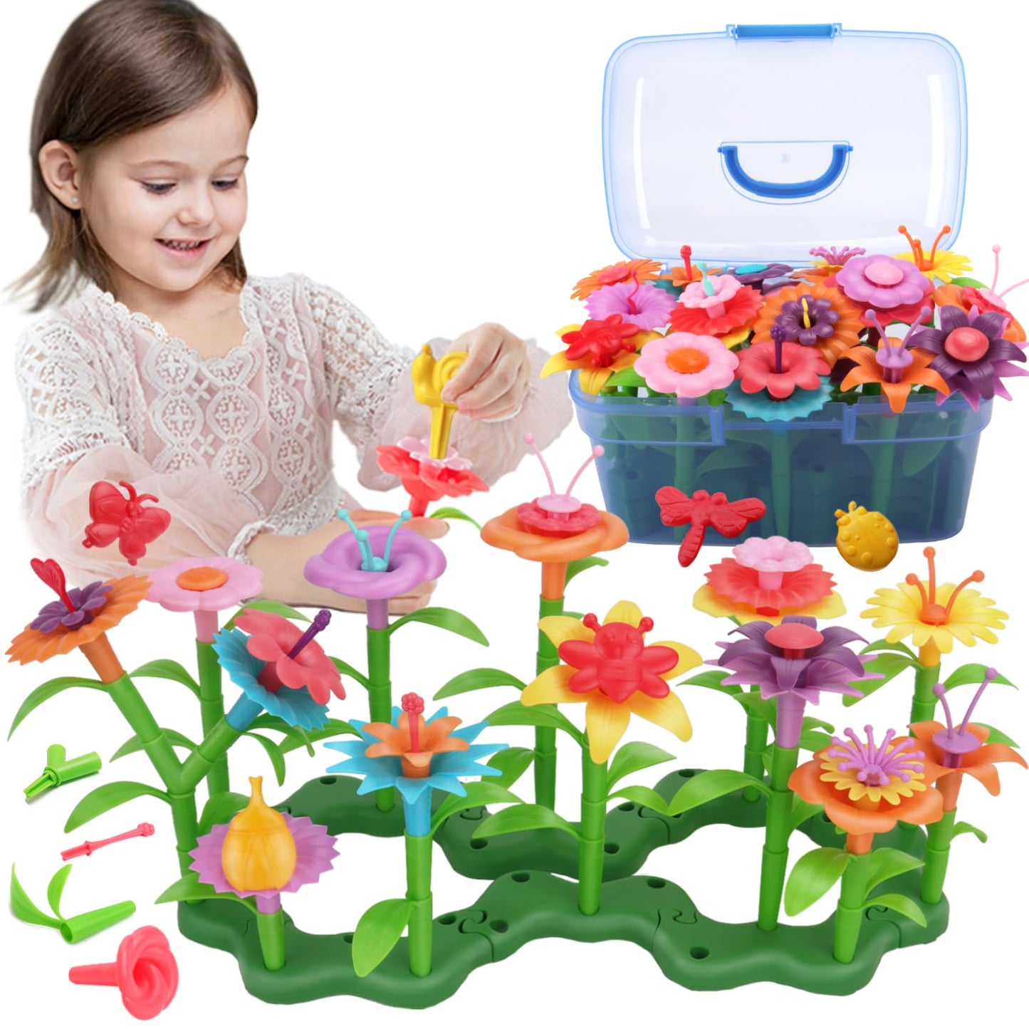 BIRANCO Flower Garden Building Toys – Build a Bouquet Set (120 pcs) STEM Gift for Ages 3–6