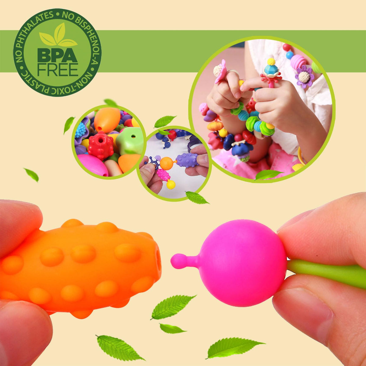 BIRANCO Pop Beads Jewelry Making Kit – 520 Pieces for Girls Ages 3–7 | DIY Necklace, Bracelet, Ring Set