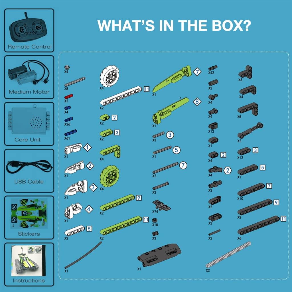 BIRANCO Remote Control Tracked 3-in-1 Stunt Racer Building Kit – RC Car STEM Toy for Kids 8-12 (353 Pcs)