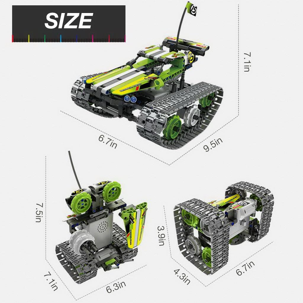 BIRANCO Remote Control Tracked 3-in-1 Stunt Racer Building Kit – RC Car STEM Toy for Kids 8-12 (353 Pcs)