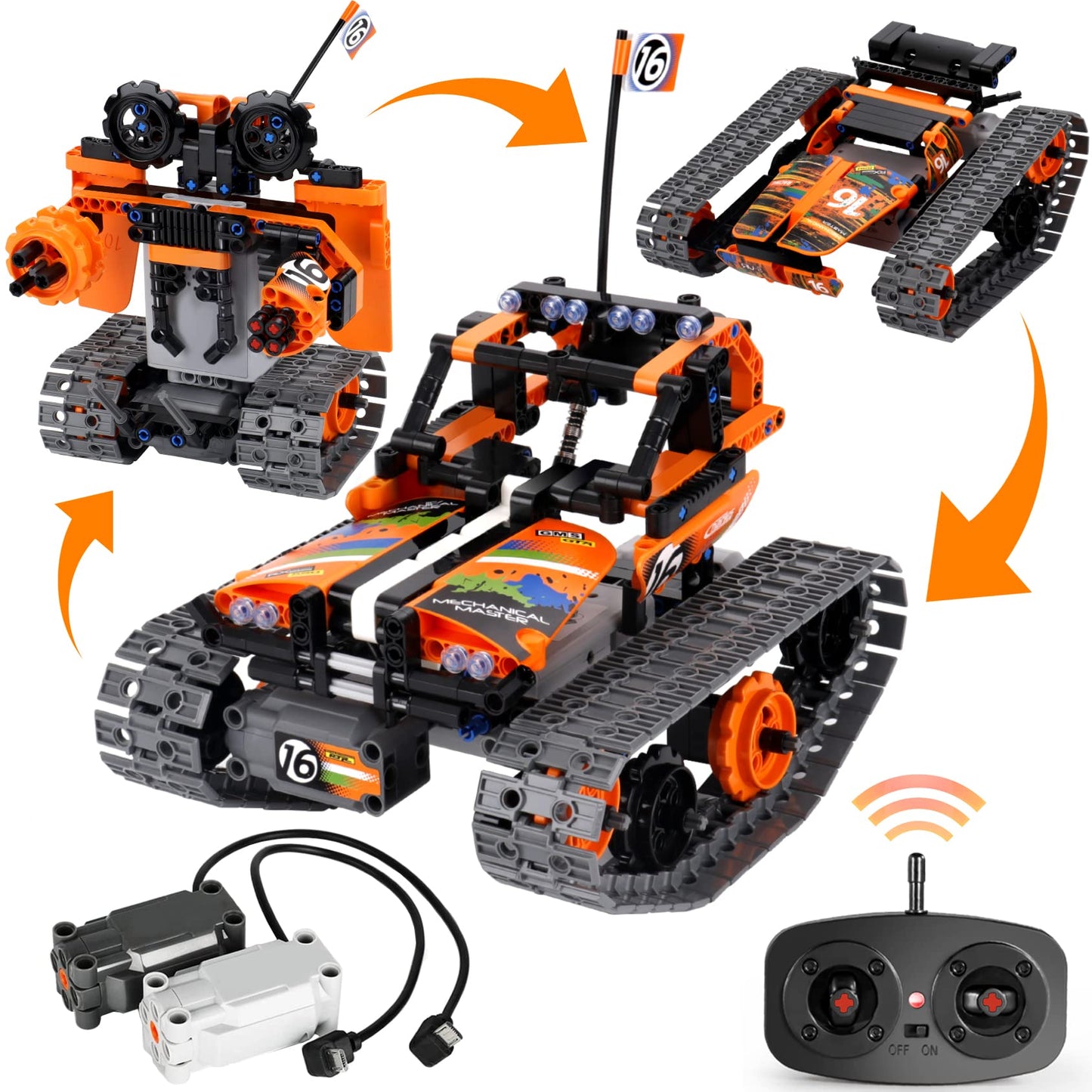 BIRANCO STEM 3in1 RC Building Kit – 392 pcs Tracked Racer, Tank & Robot