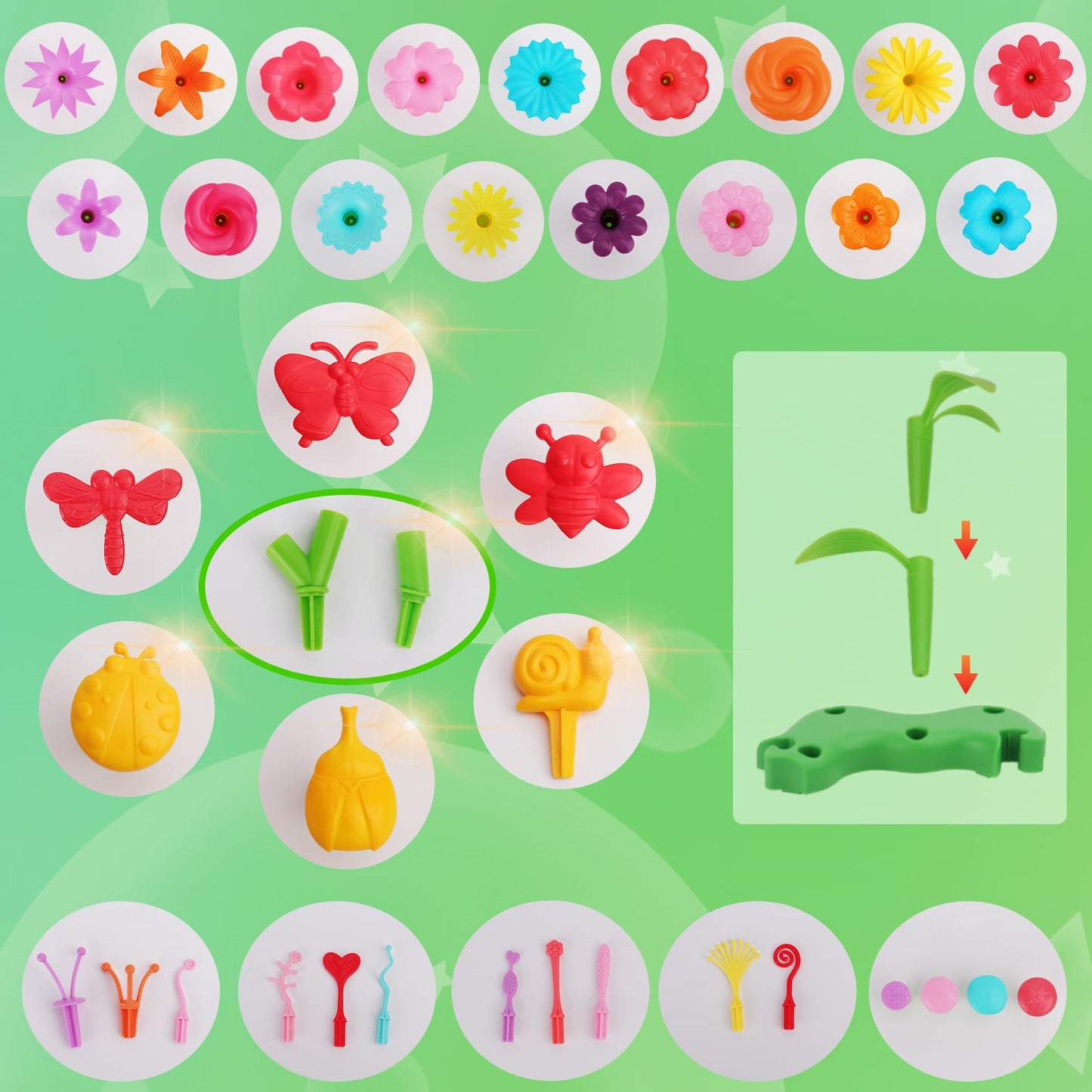 BIRANCO Flower Garden Building Toys – Build a Bouquet Set (120 pcs) STEM Gift for Ages 3–6