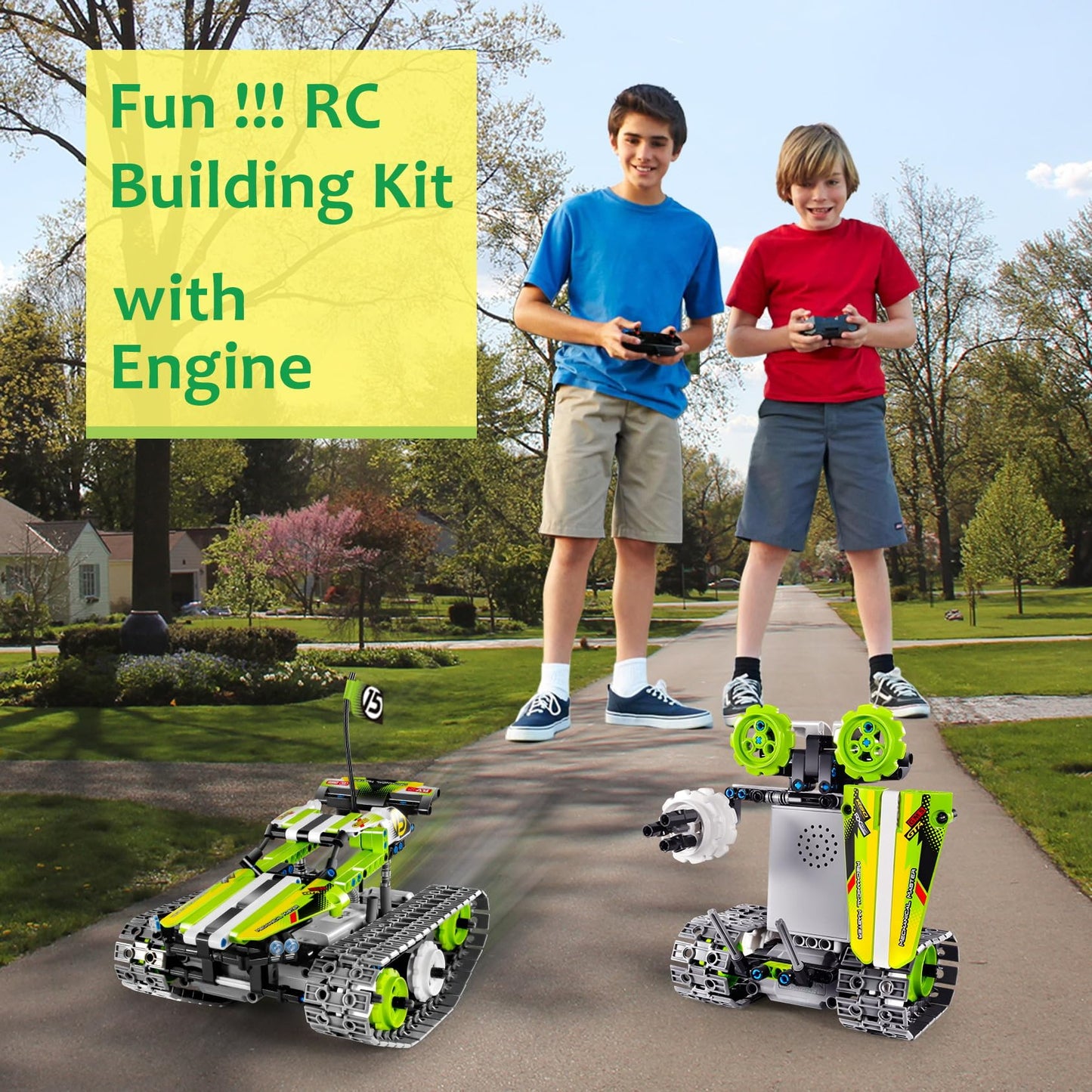 BIRANCO Remote Control Tracked 3-in-1 Stunt Racer Building Kit – RC Car STEM Toy for Kids 8-12 (353 Pcs)