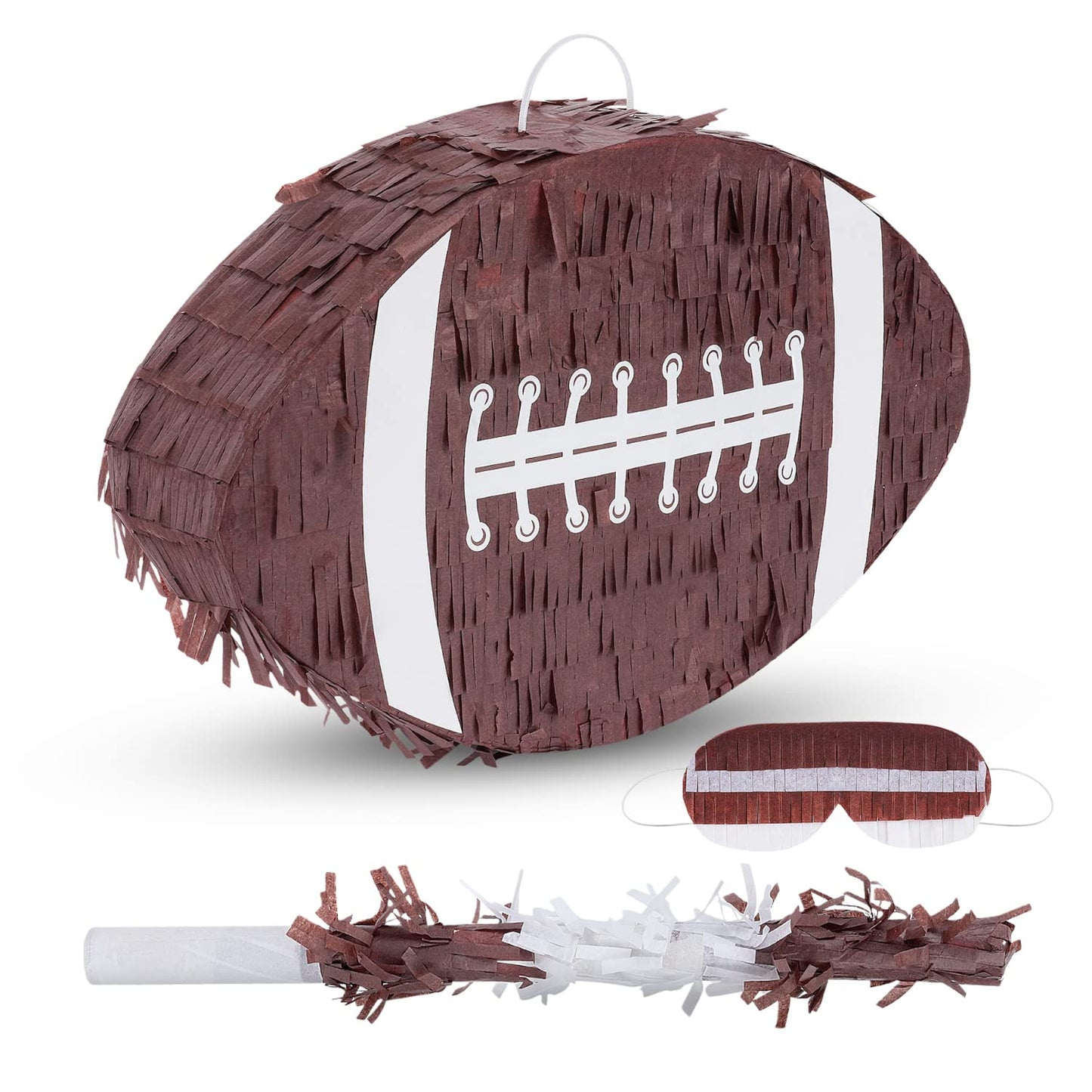 Birchio Football Pinata Bundle with Blindfold & Bat – 16x10x4 Inches | Party Pinata for Boys
