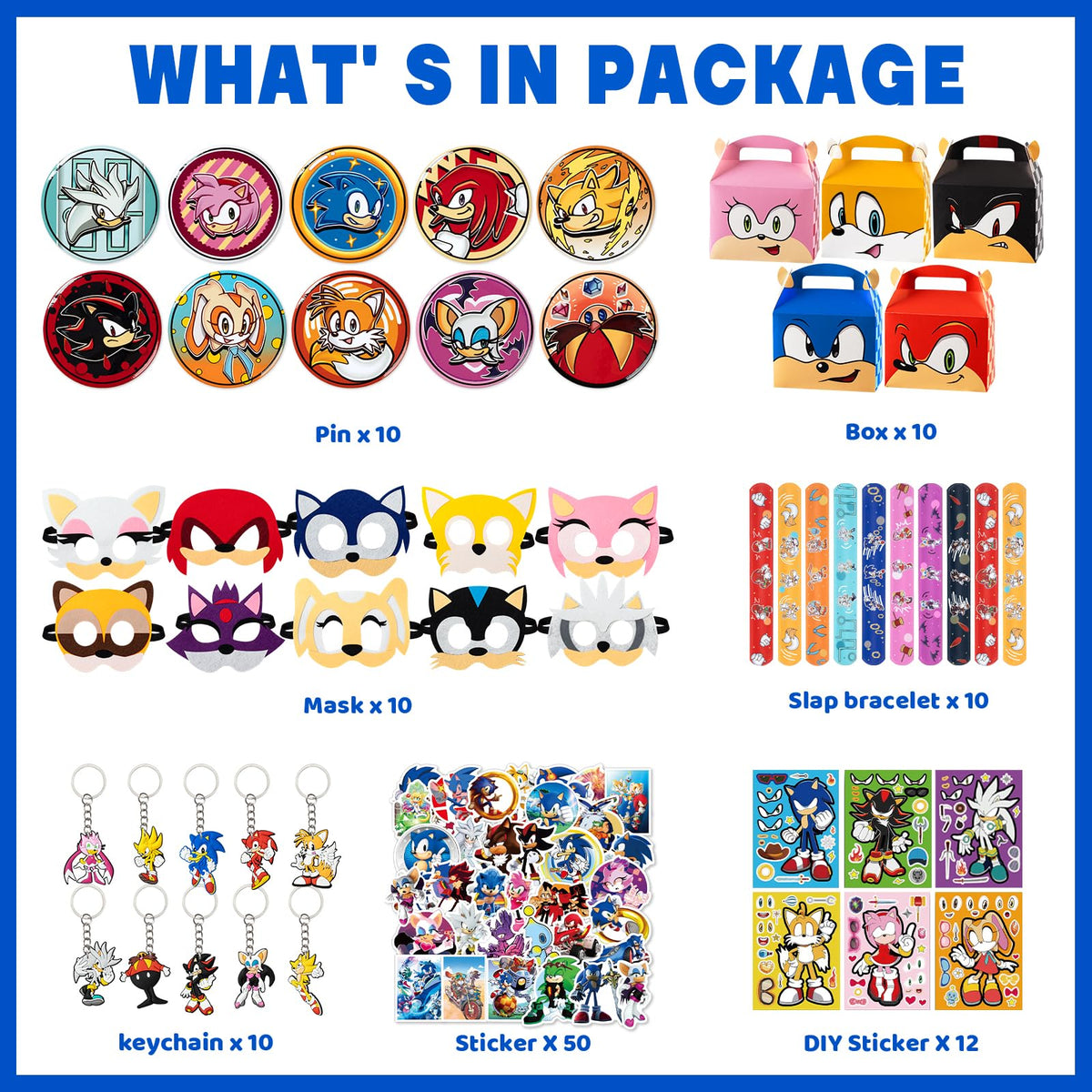 Birthday Party Supplies Kit – 112 Pcs Party Favors with Masks, Keychains & More