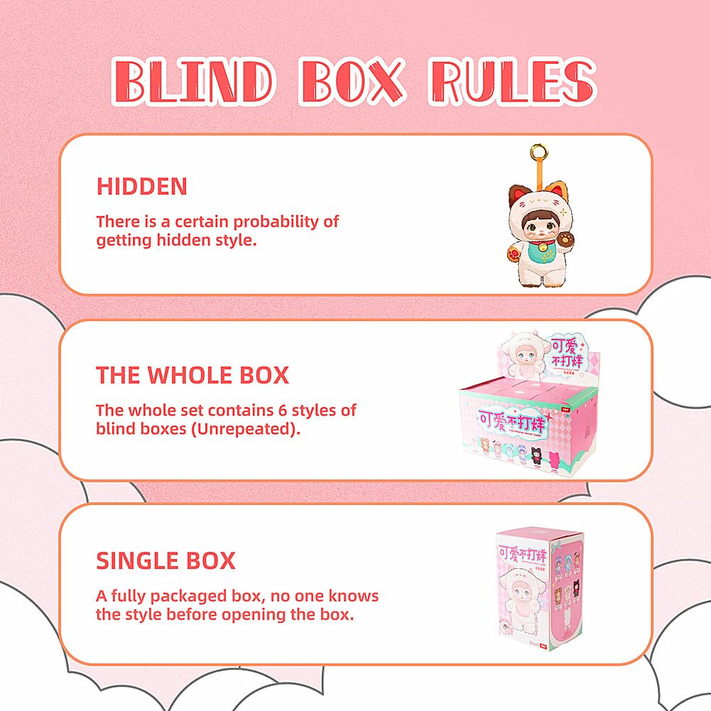 BIRZWOT Nommi Plush Blind Box — 1 of 7 Surprise Plush Figures, Keychain & Bag Charm