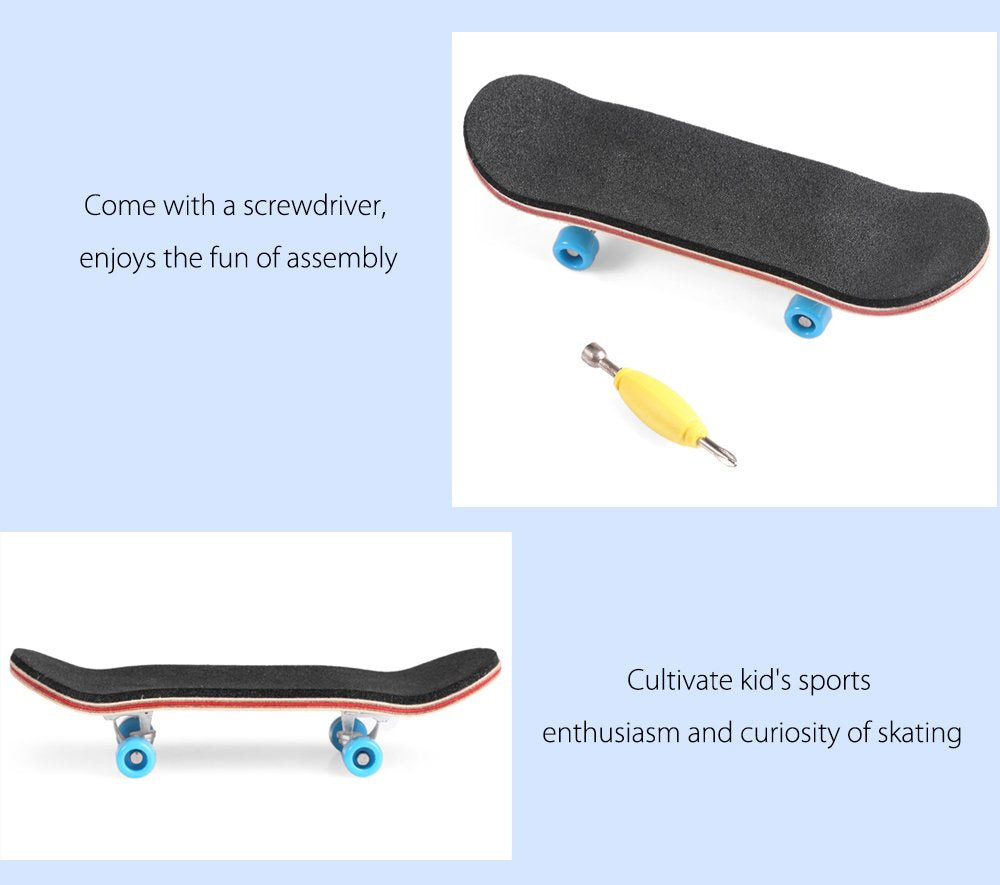 BISOZER Mini Finger Skateboard – Wooden Finger Board with Ball Bearings (1 Pack, Random Color Wheels)