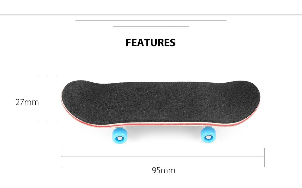 BISOZER Mini Finger Skateboard – Wooden Finger Board with Ball Bearings (1 Pack, Random Color Wheels)