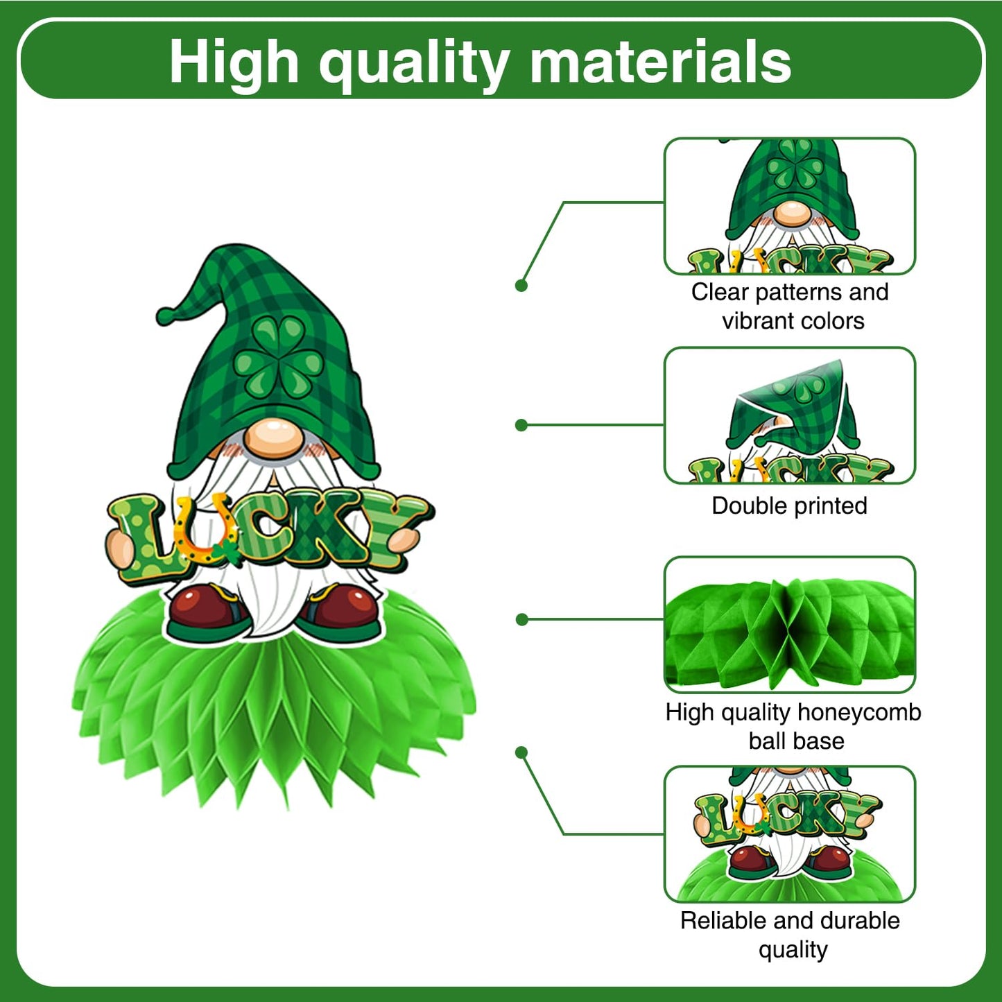 Biswiter 12 Pcs St Patrick's Day Honeycomb Centerpieces – Table Decor Set