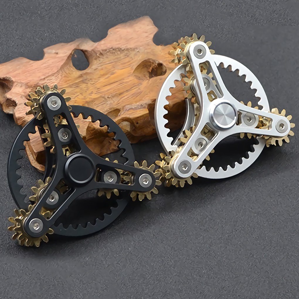 Bitopbi Pure Brass Fidget Spinner — Gears Linkage, Long Spin Time, Premium Bearings