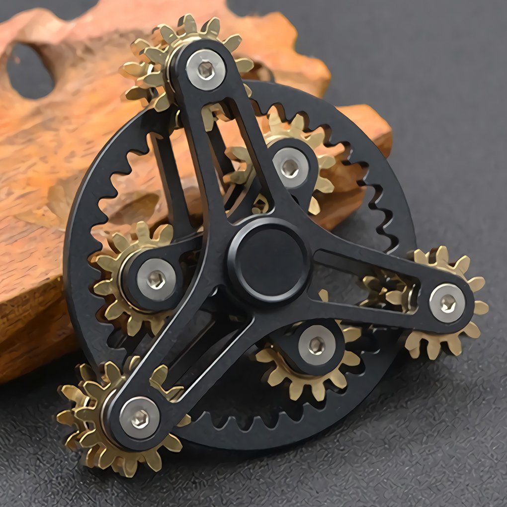 Bitopbi Pure Brass Fidget Spinner — Gears Linkage, Long Spin Time, Premium Bearings