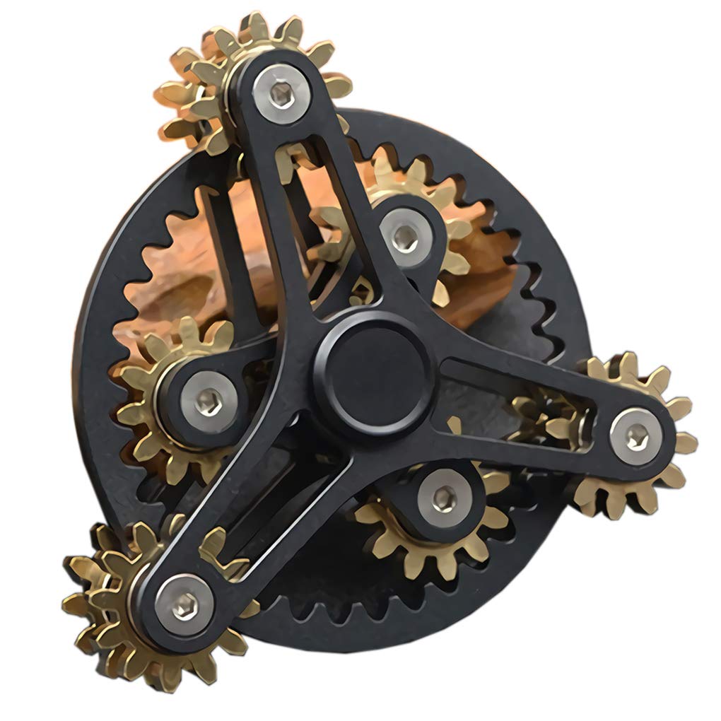 Bitopbi Pure Brass Fidget Spinner — Gears Linkage, Long Spin Time, Premium Bearings