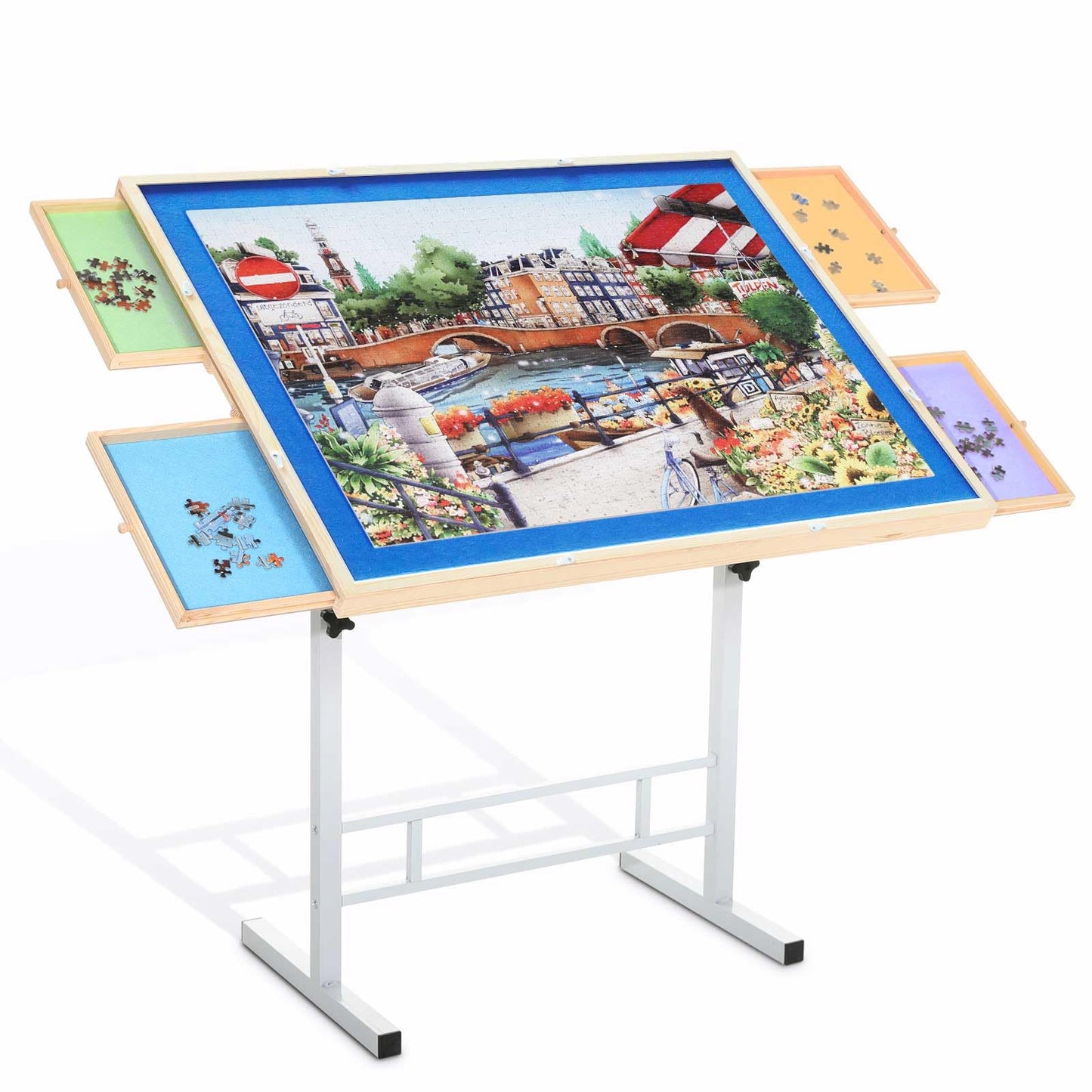 BittPicc Puzzle Table for Adults – 1500-Piece, Adjustable Height, Tilting Top, Drawers & Cover