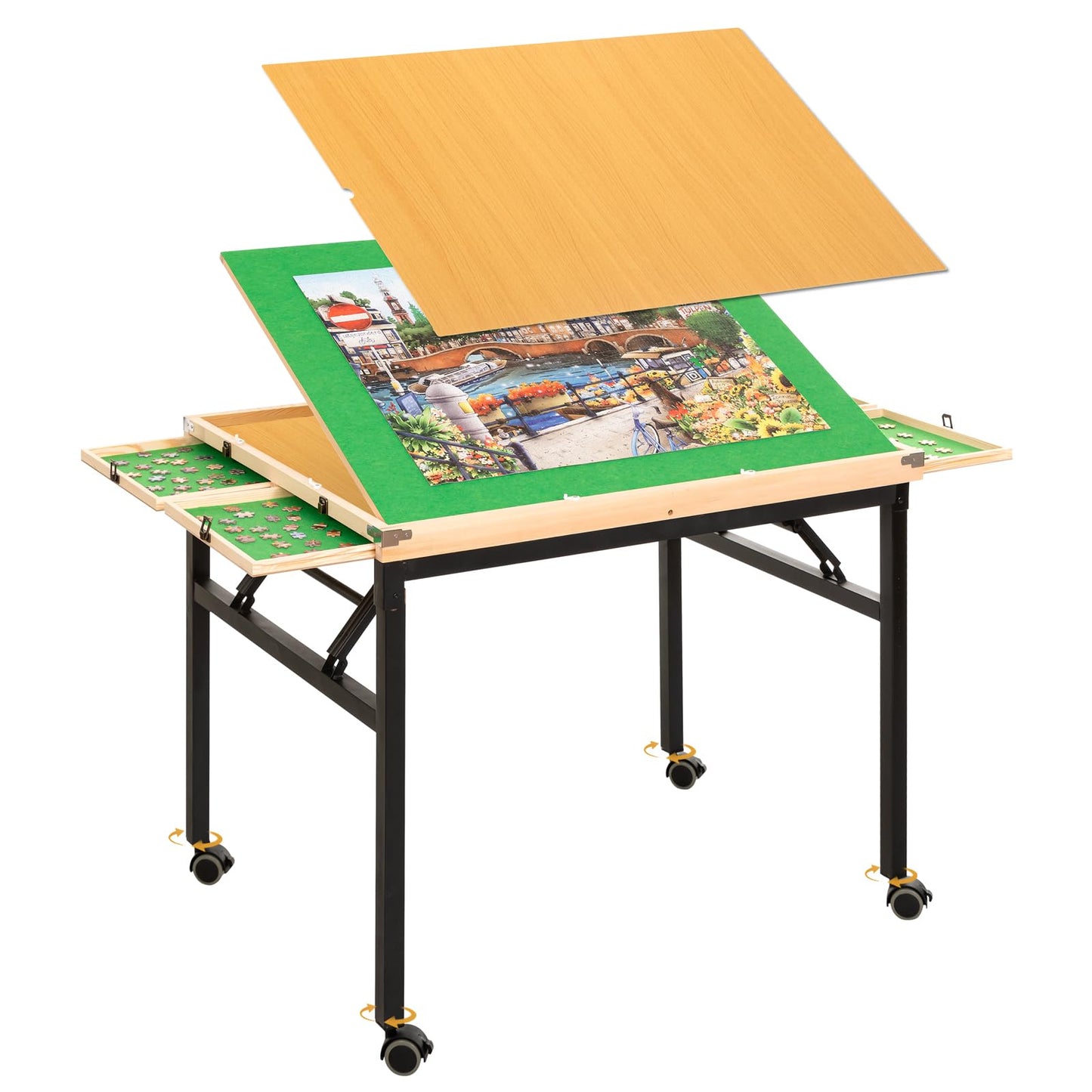 BittPicc Puzzle Table – 1500-Piece, Foldable, 4 Drawers, Wheels, Adjustable Tilt, No Assembly
