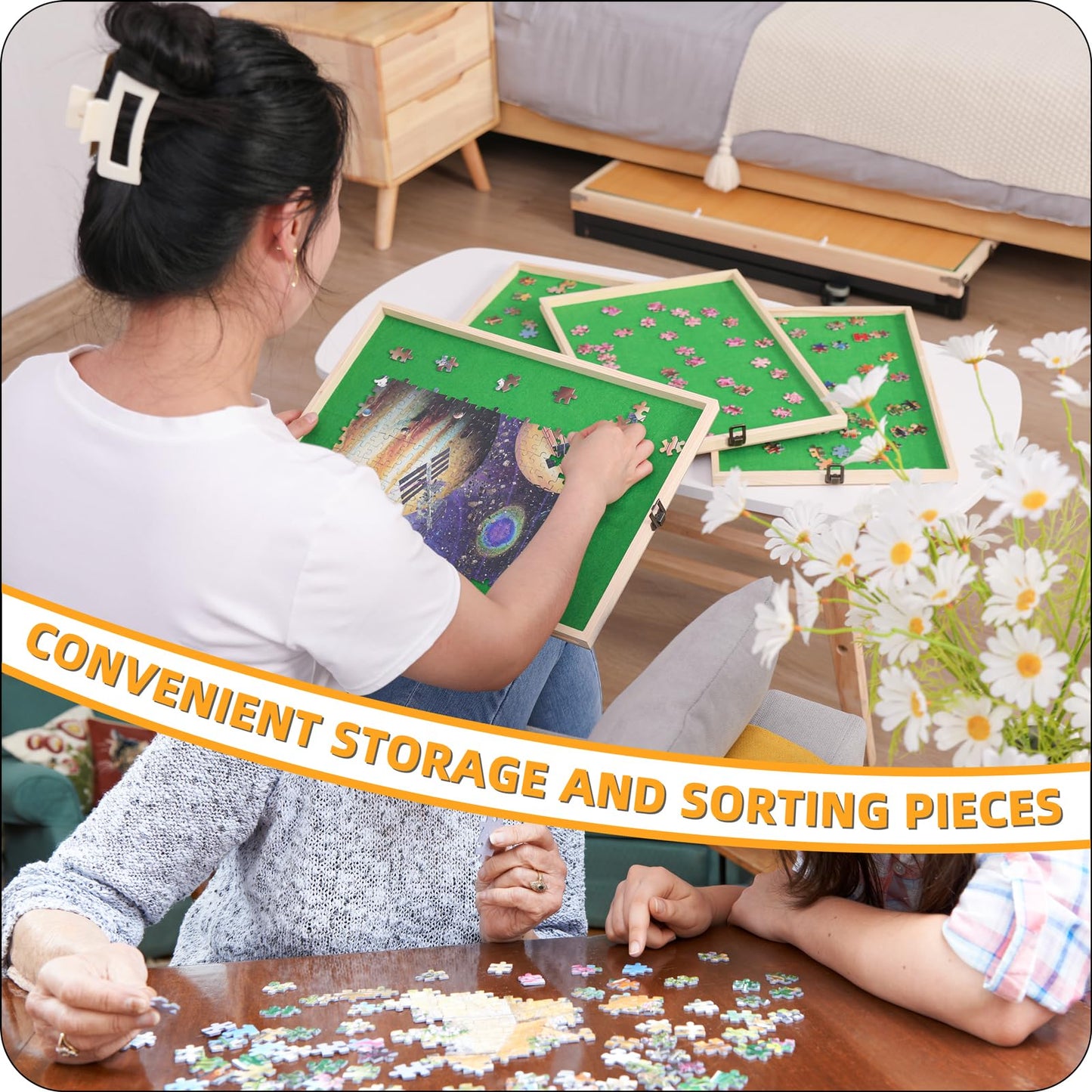BittPicc Puzzle Table – 1500-Piece, Foldable, 4 Drawers, Wheels, Adjustable Tilt, No Assembly