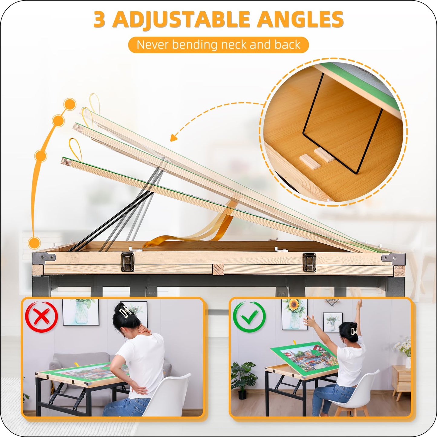 BittPicc Puzzle Table – 1500-Piece, Foldable, 4 Drawers, Wheels, Adjustable Tilt, No Assembly