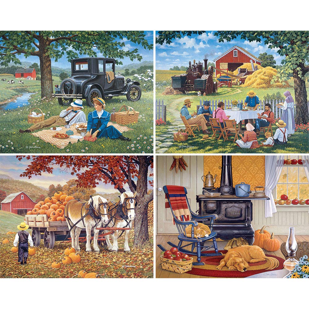 Bits and Pieces – 4-in-1 500-Piece Jigsaw Puzzle Set for Adults by Bigelow Illustrations | 16x20 Completed Size