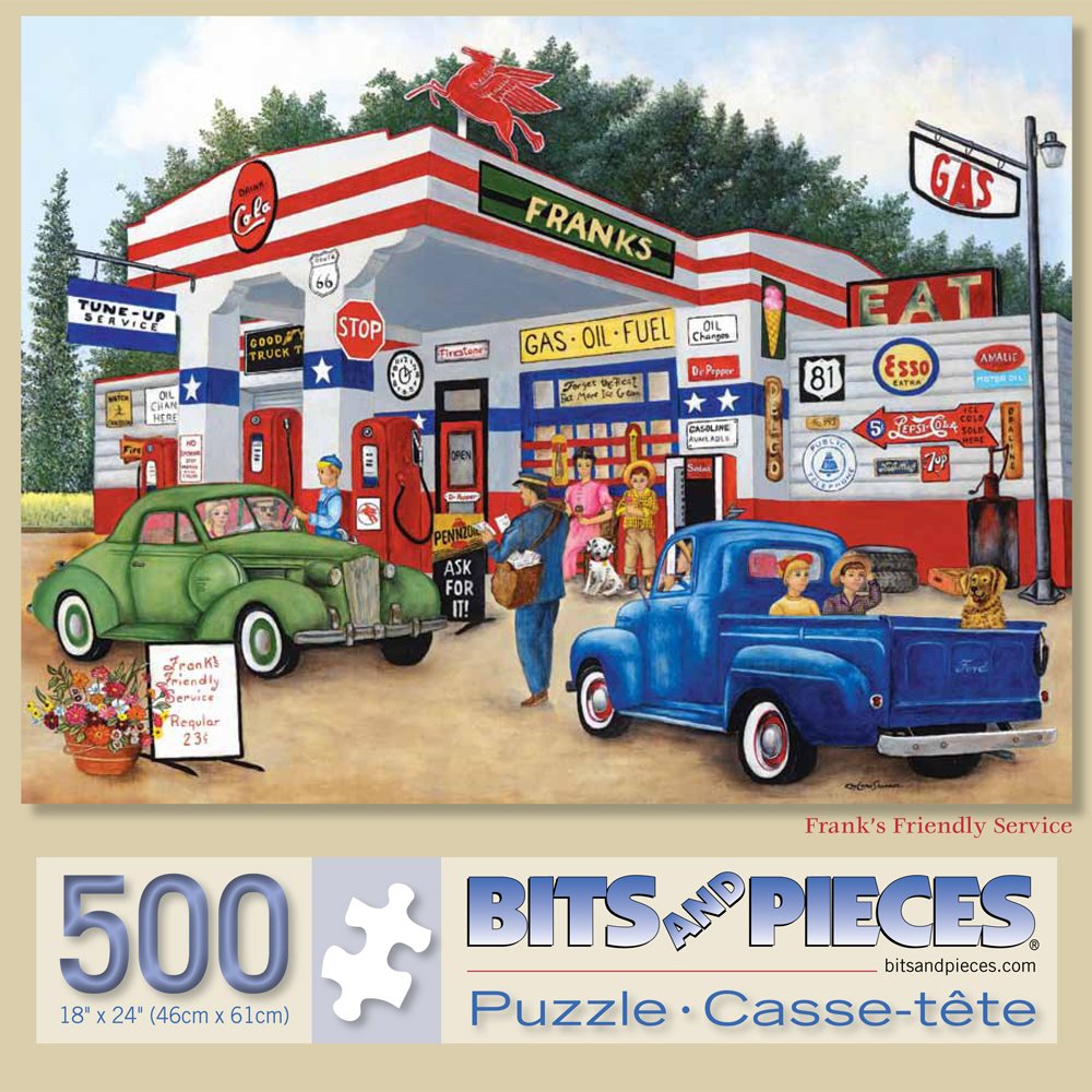 Bits and Pieces – 500 Piece Jigsaw Puzzle for Adults – Frank's Friendly Service Americana Summer by Kay Lamb Shannon