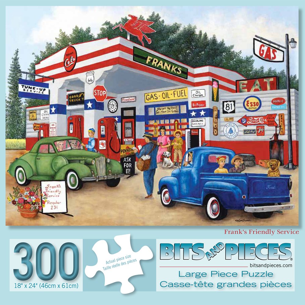 Bits and Pieces – Frank's Friendly Service Americana Summer Jigsaw Puzzle for Adults (18x24, 300–2000 Pieces)