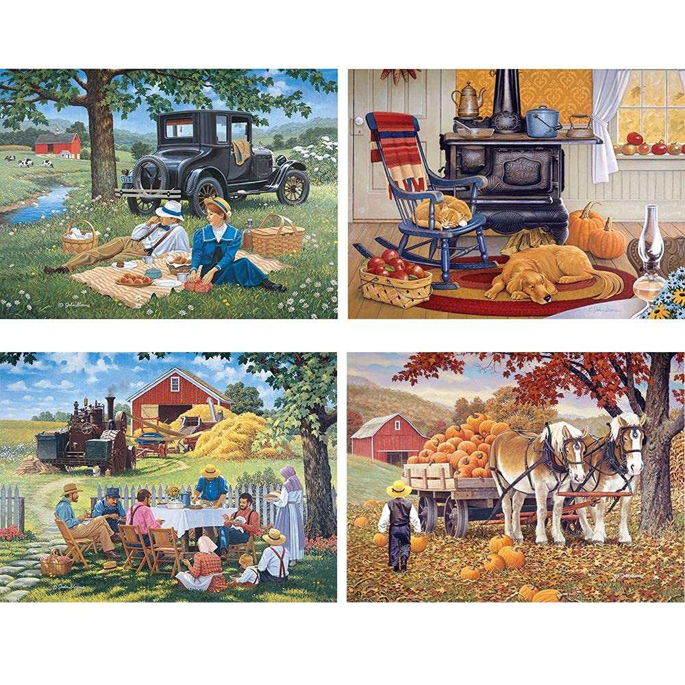 Bits and Pieces – 4-in-1 1000-Piece Puzzles Bundle by John Sloane, 20 x 27 Completed Size